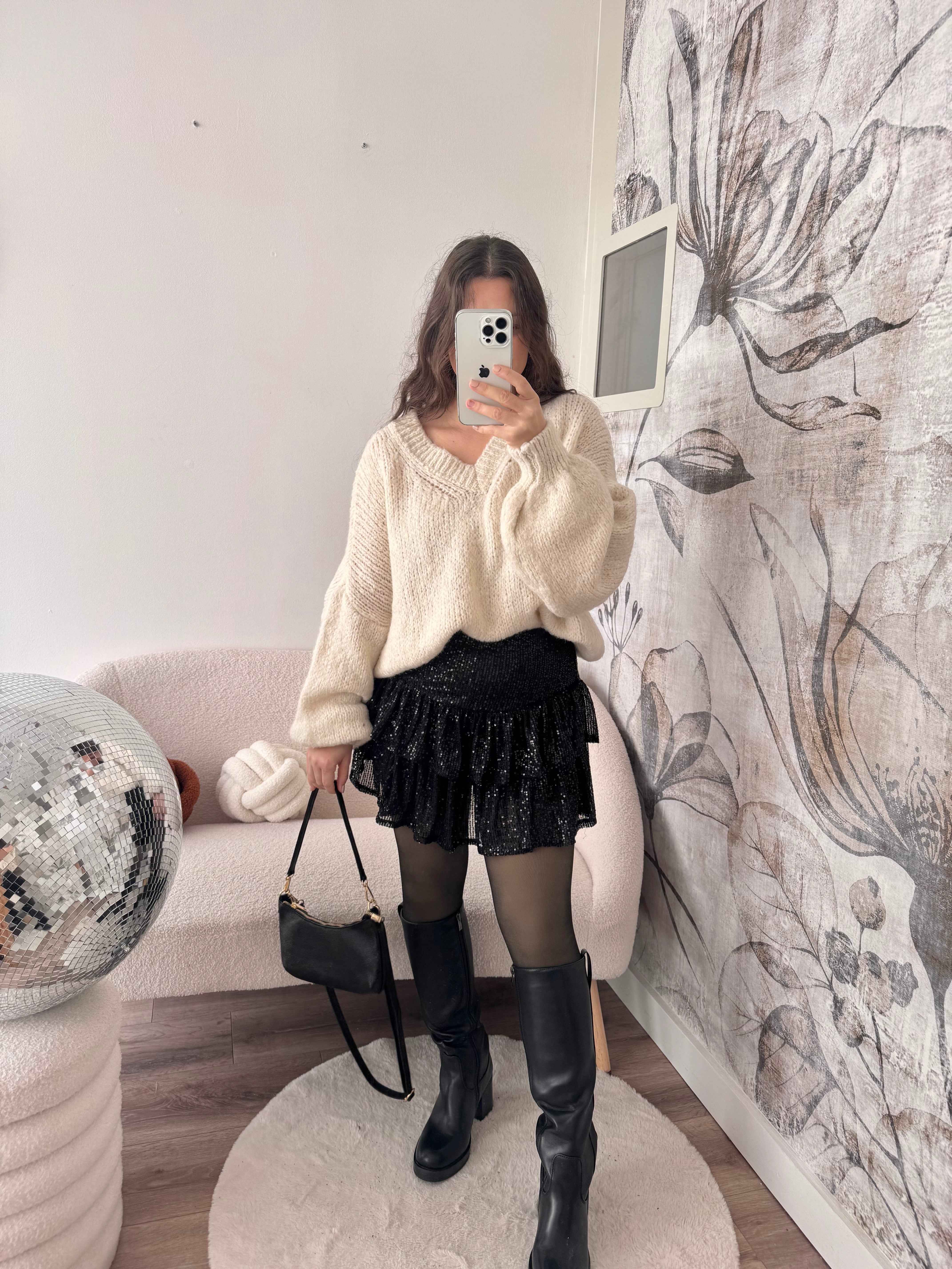 JUPE/SHORT À PAILLETTES NOIRE