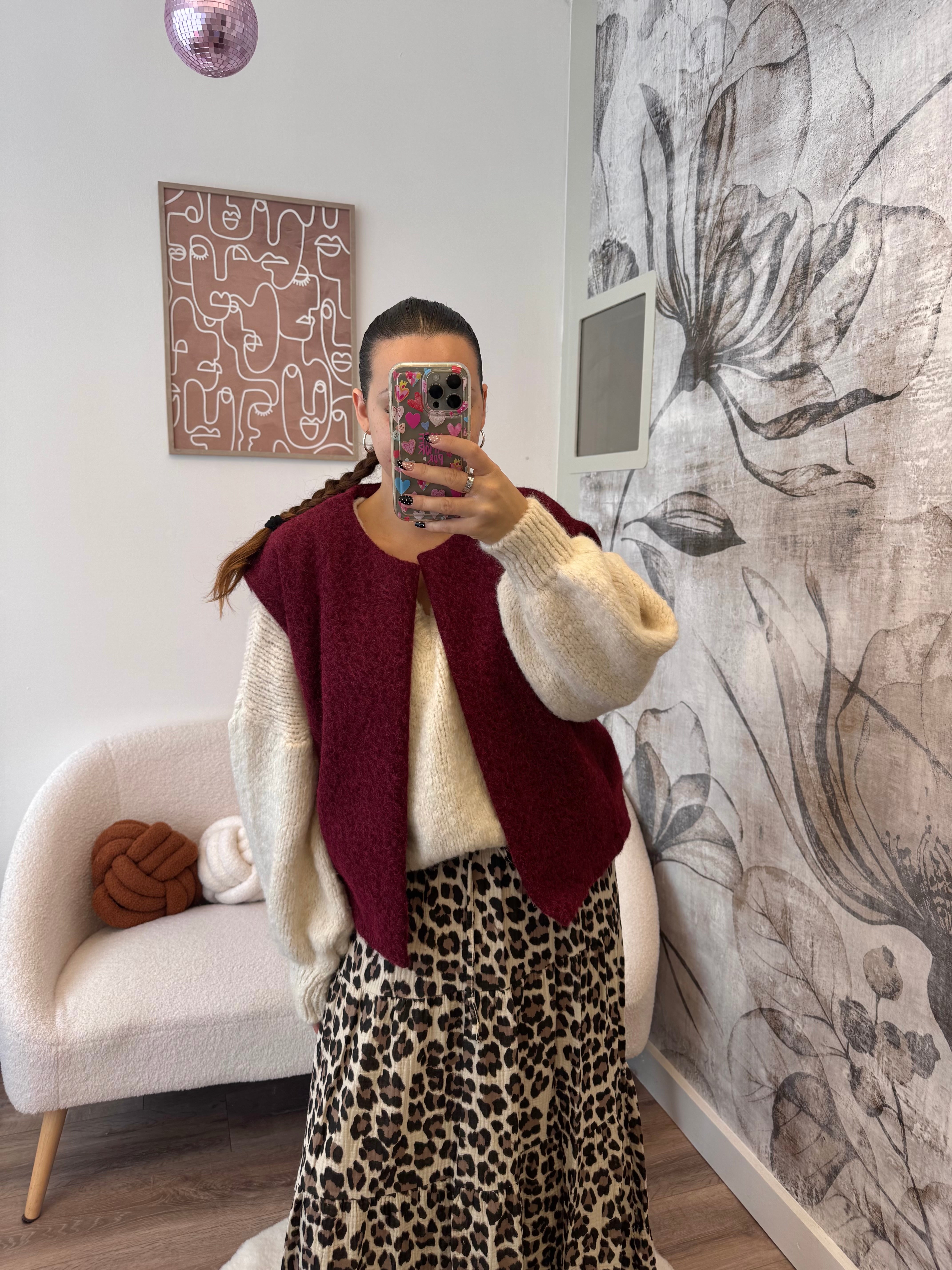 VESTE SANS MANCHE BORDEAUX