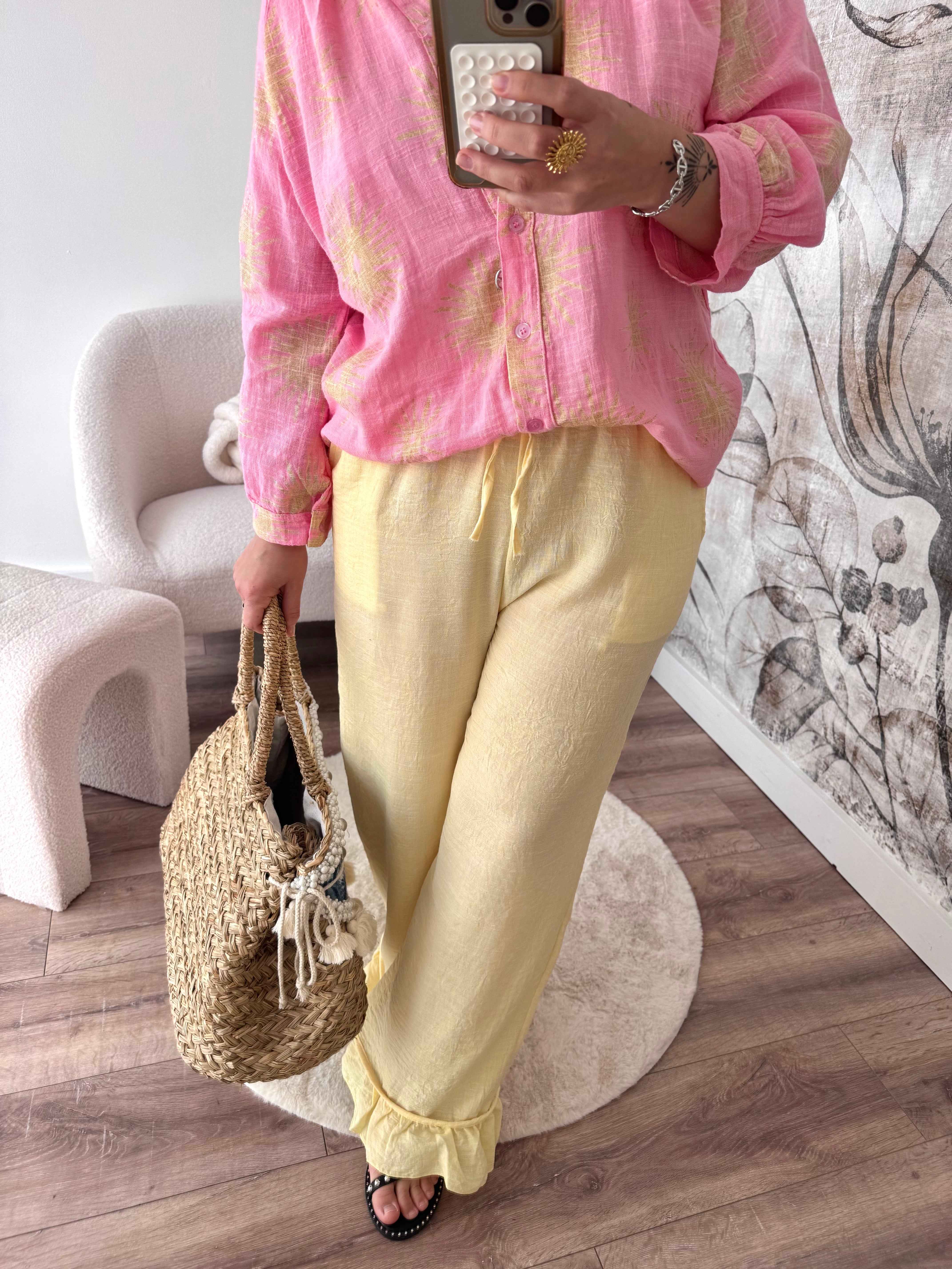 PANTALON FLUIDE JAUNE