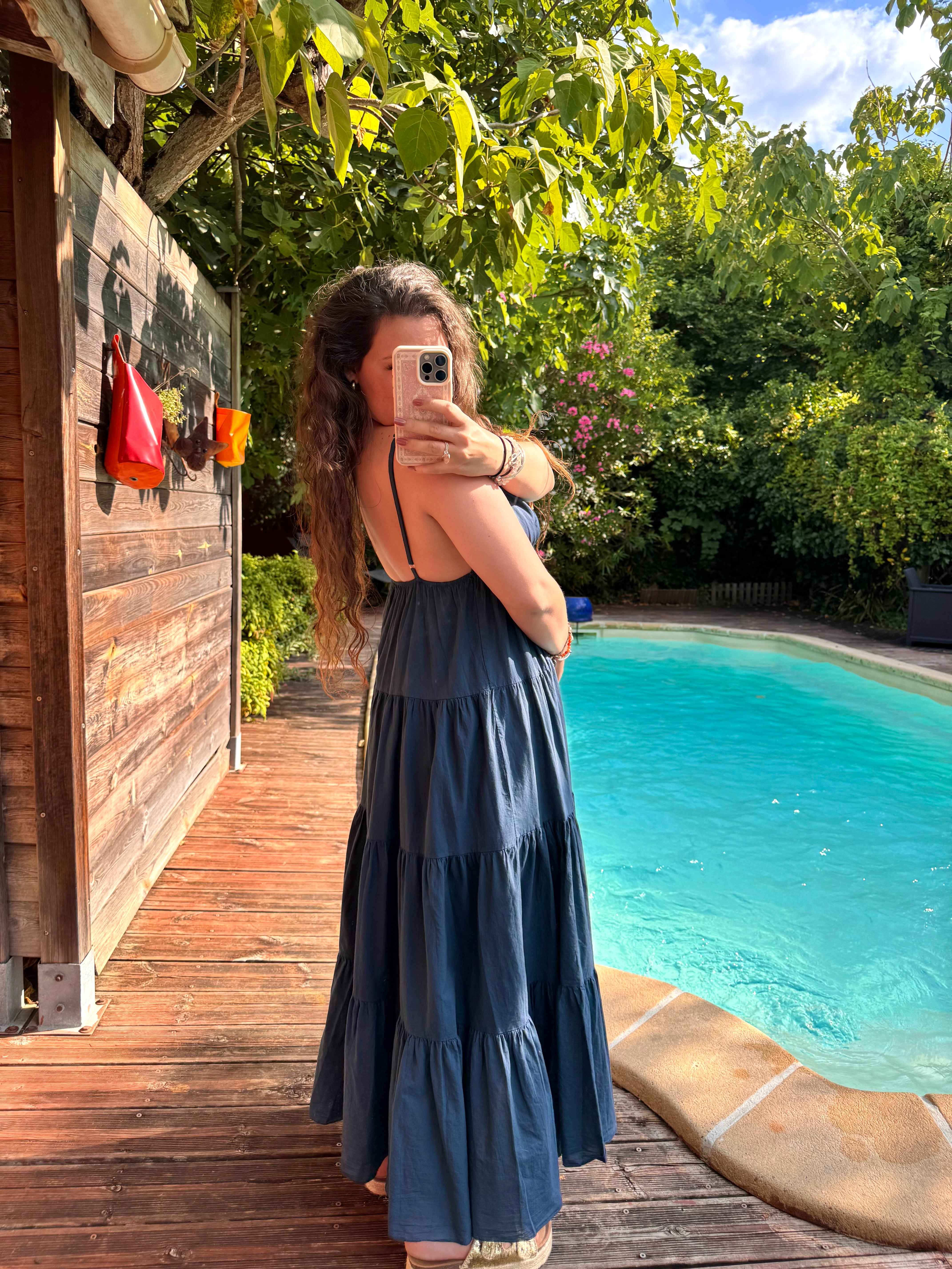 ROBE SOLEIL LONGUE BLEU MARINE