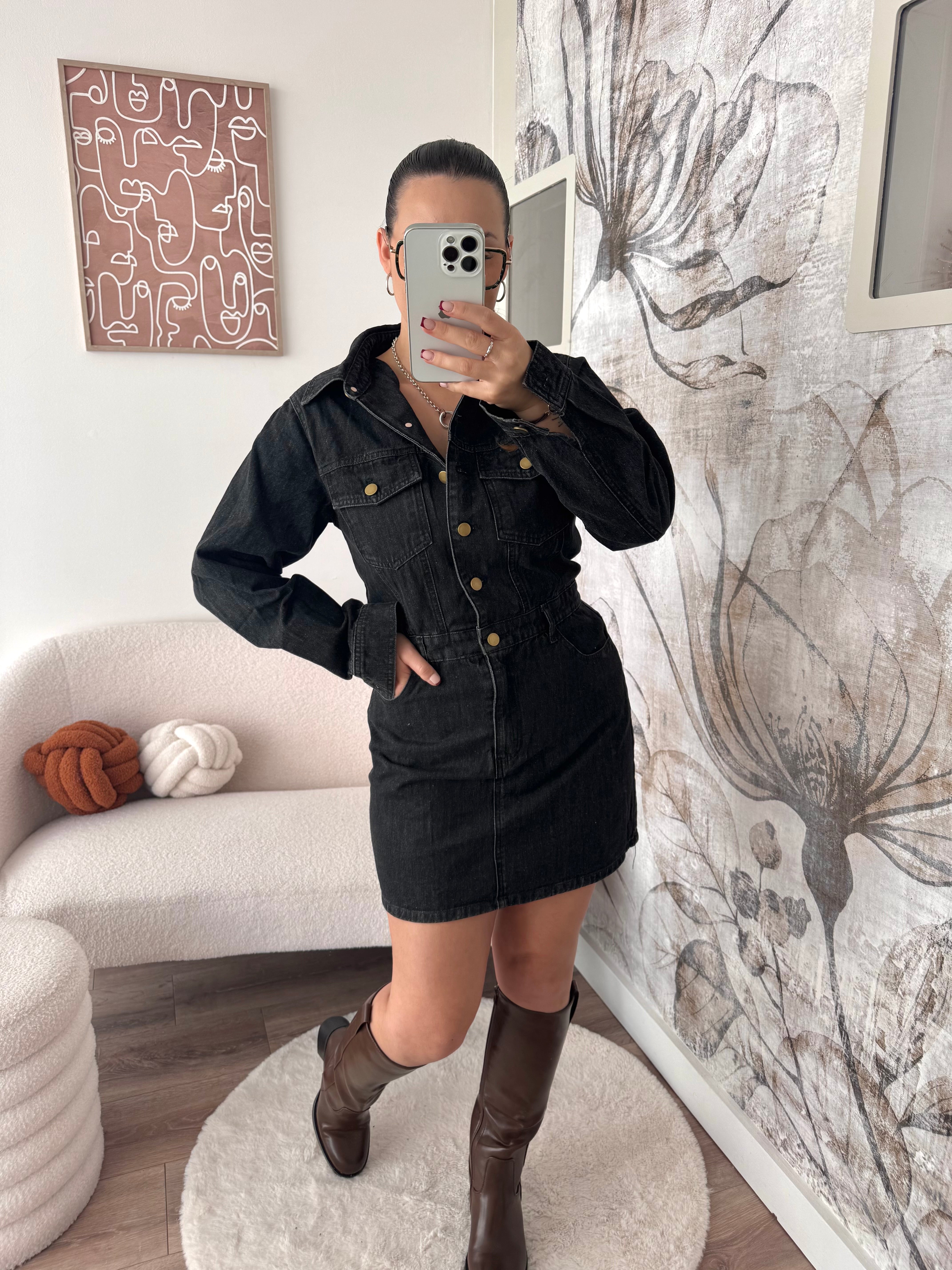 ROBE EN JEAN NOIR
