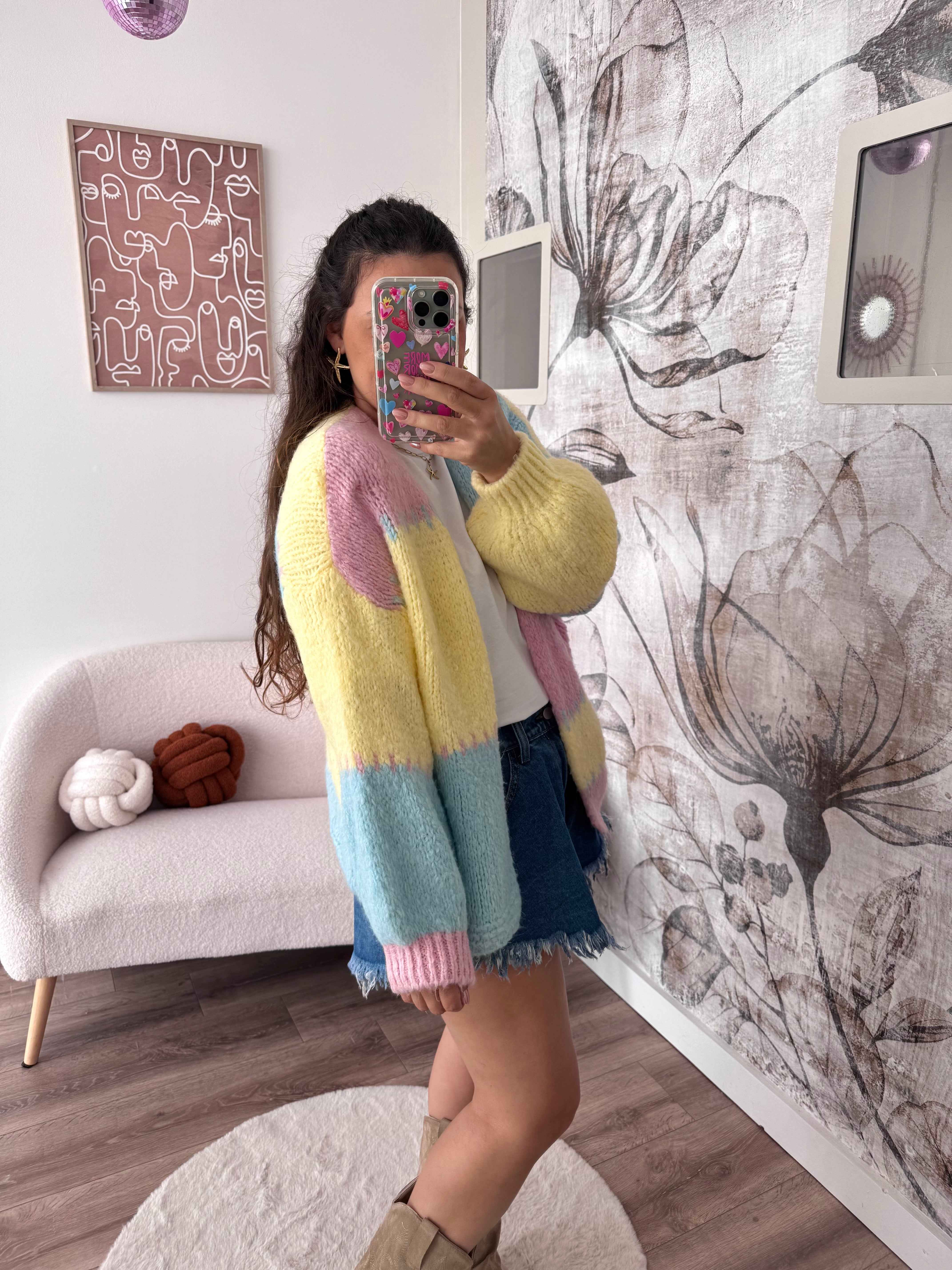 GILET ALMA ROSE/JAUNE