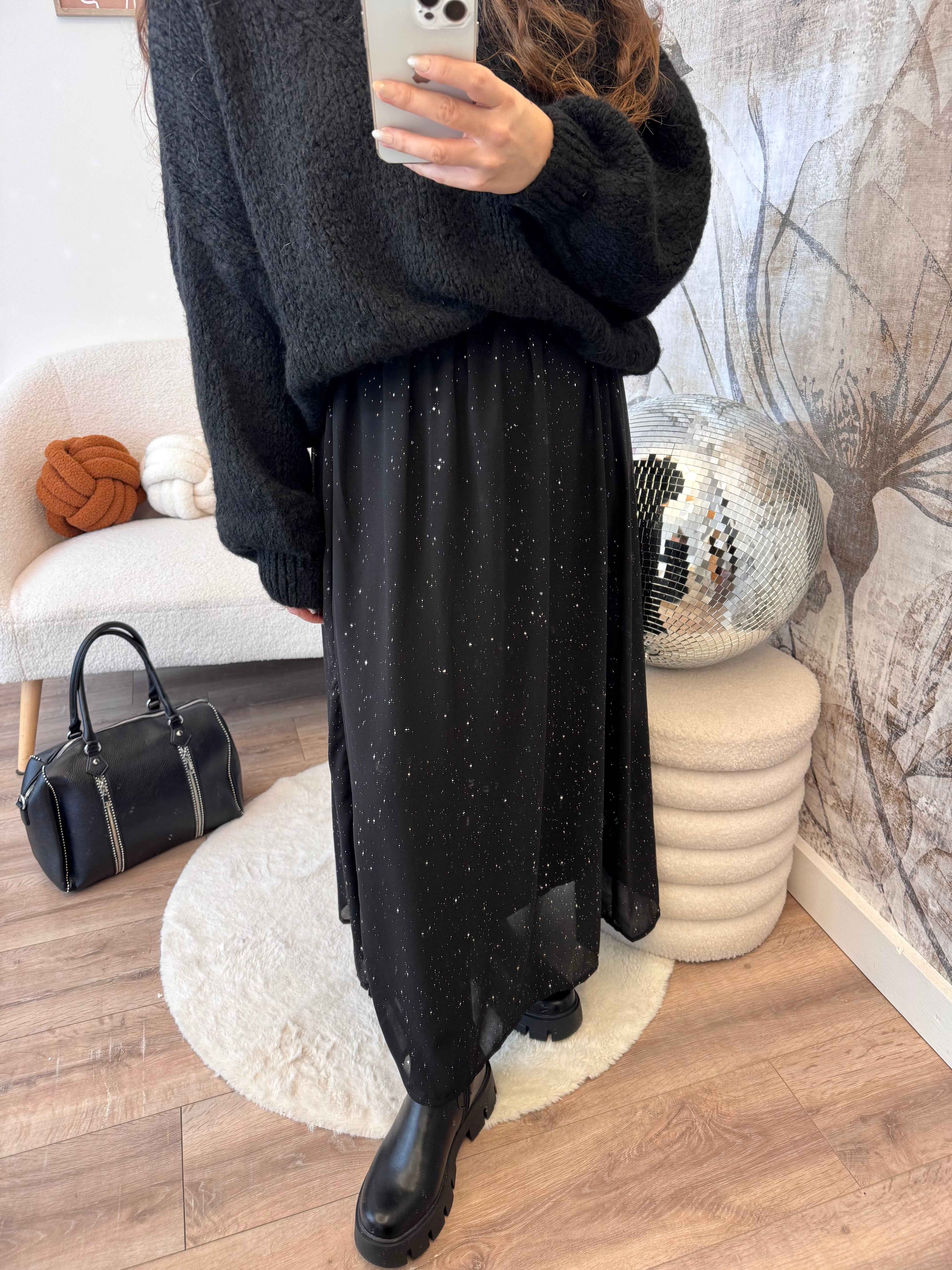 JUPE À PAILLETTES NOIRE