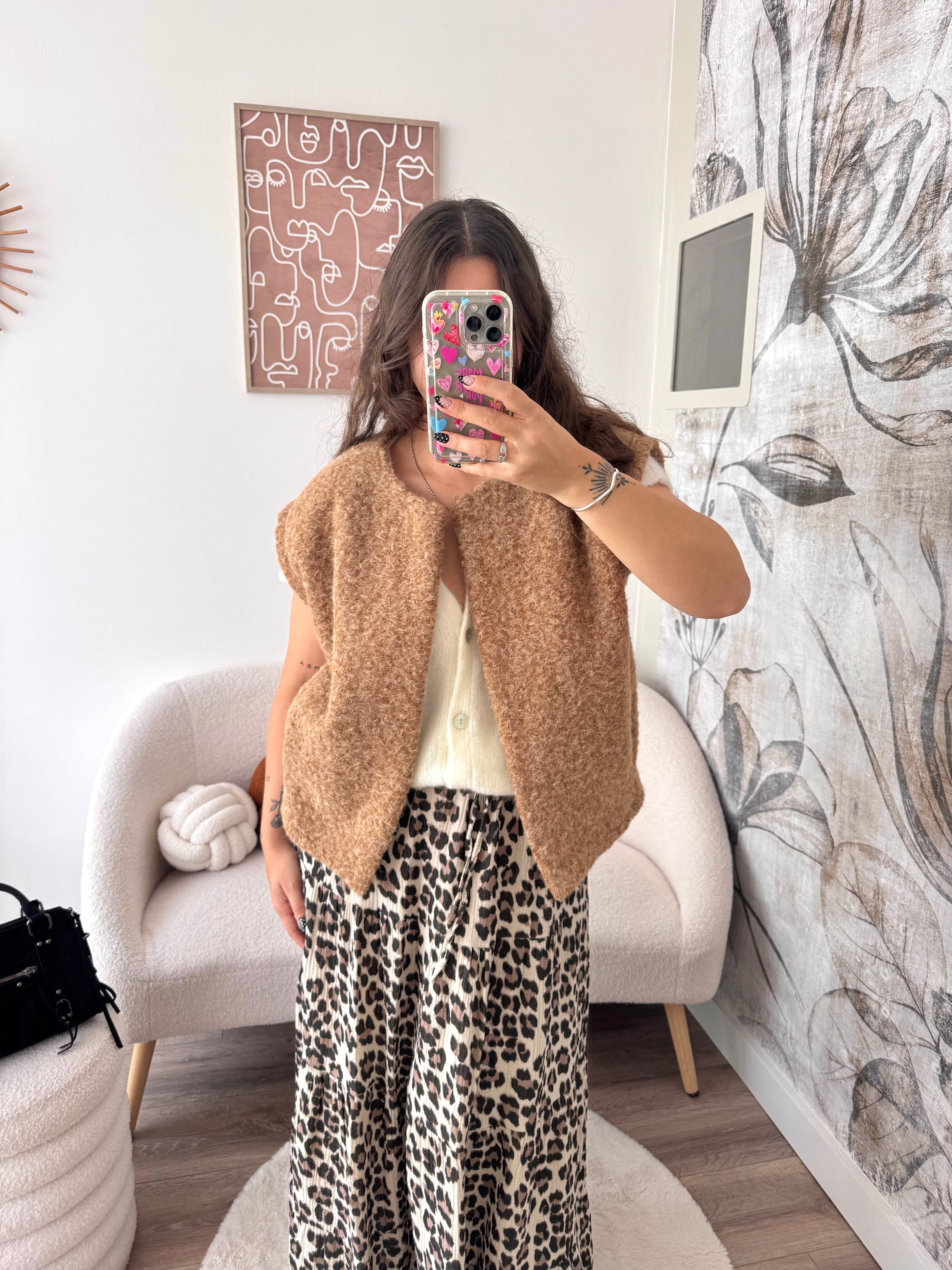 VESTE SANS MANCHE CAMEL