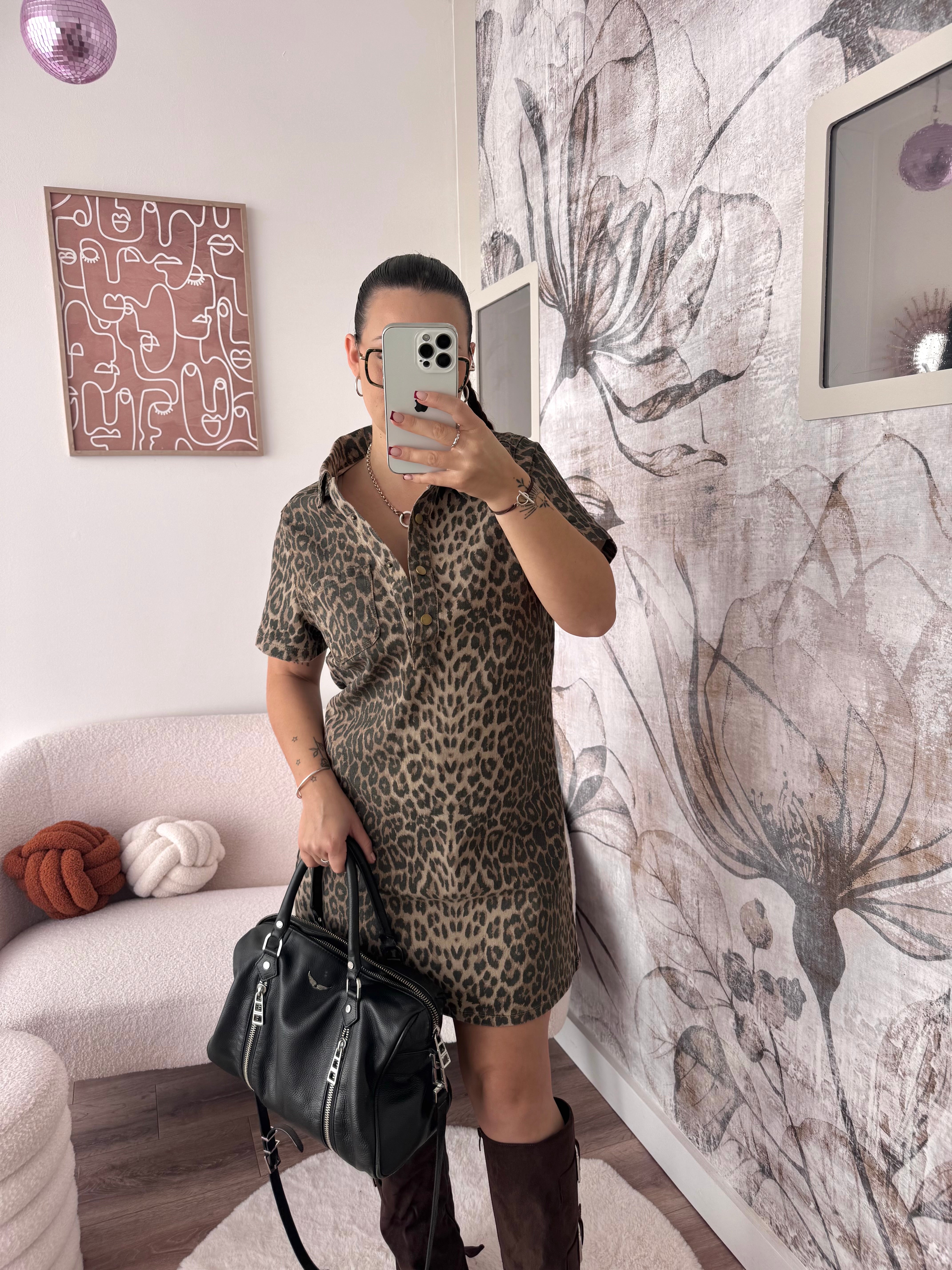ROBE EN JEAN LÉOPARD