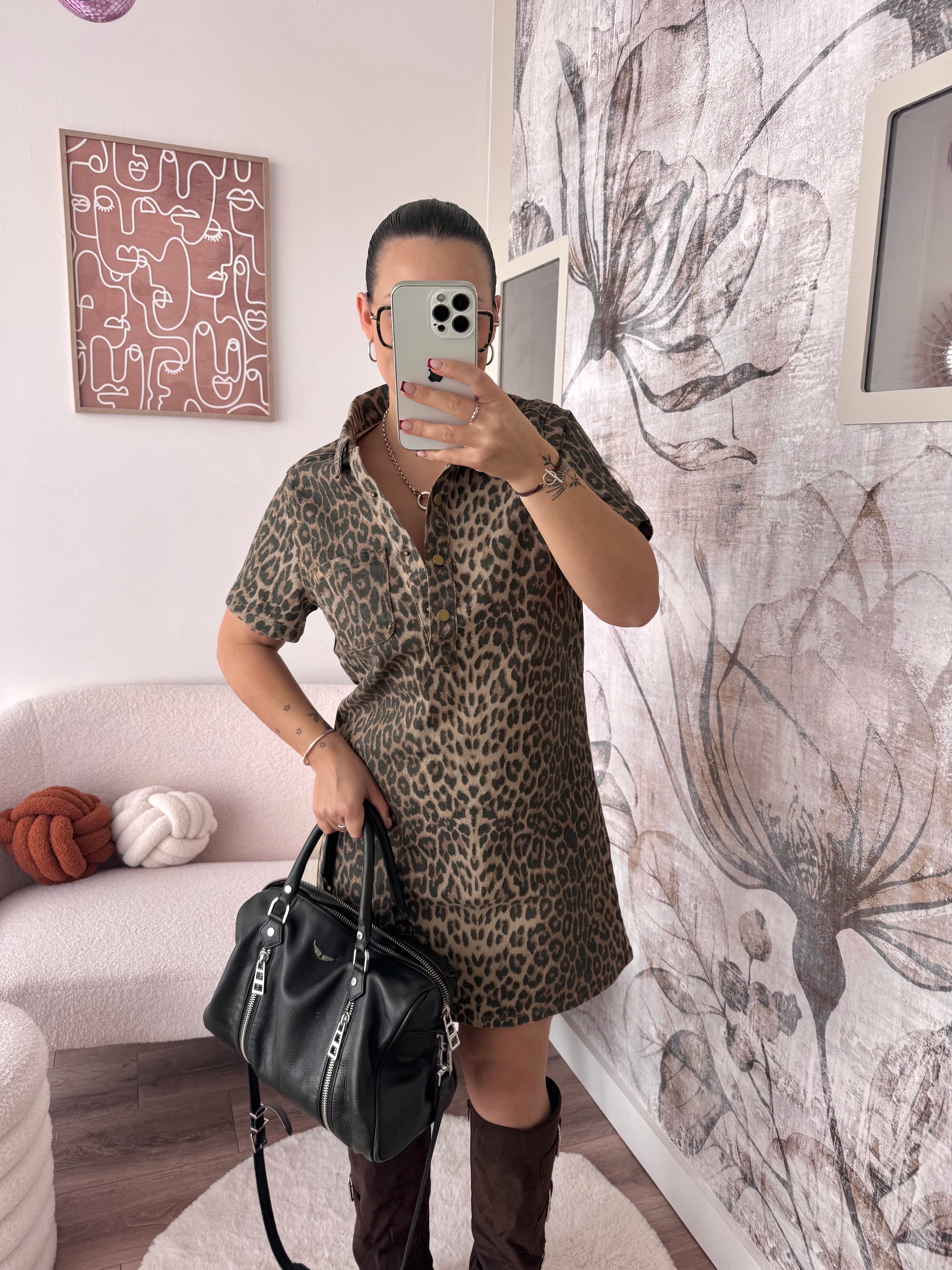 ROBE EN JEAN LÉOPARD
