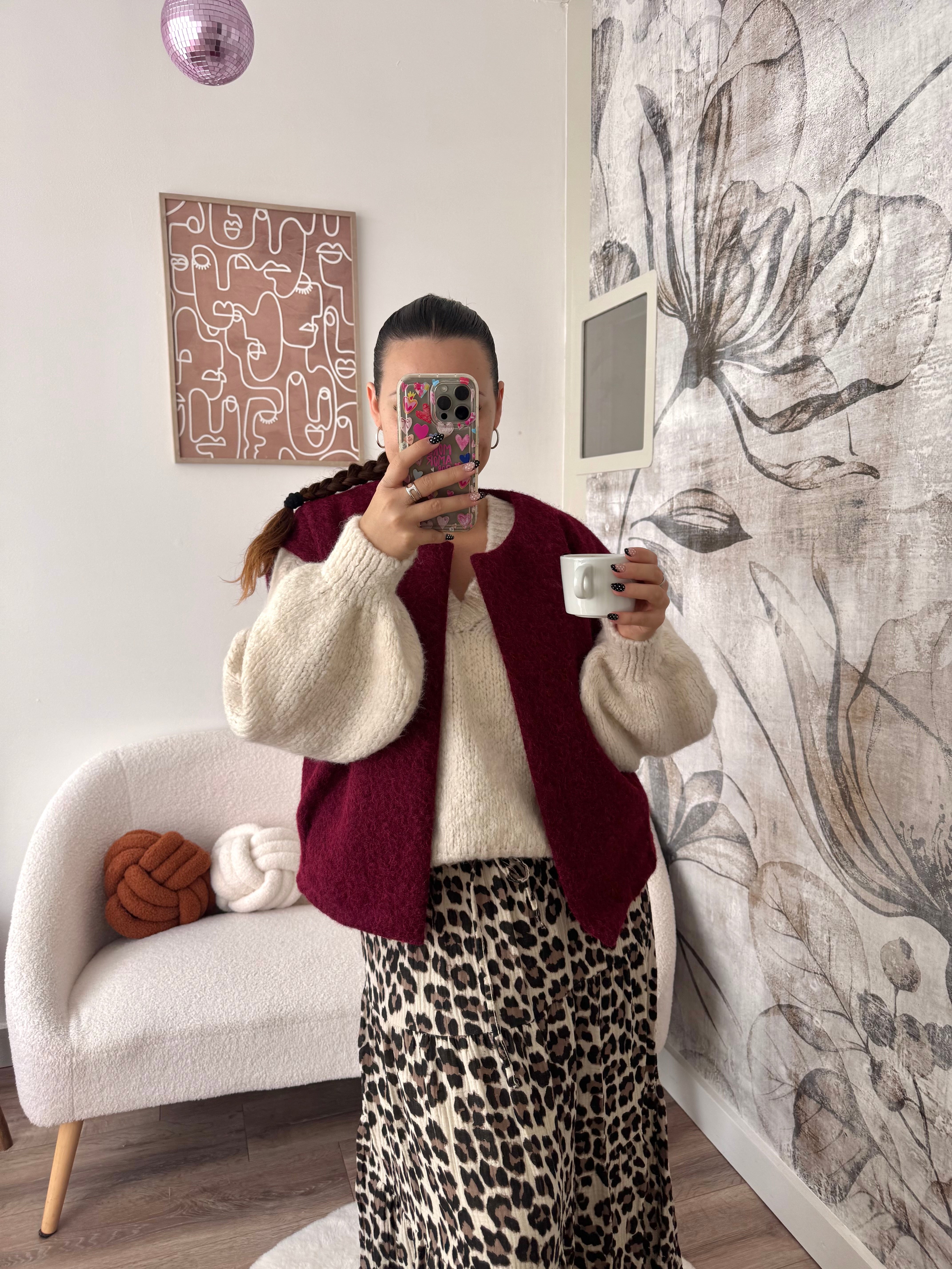 VESTE SANS MANCHE BORDEAUX
