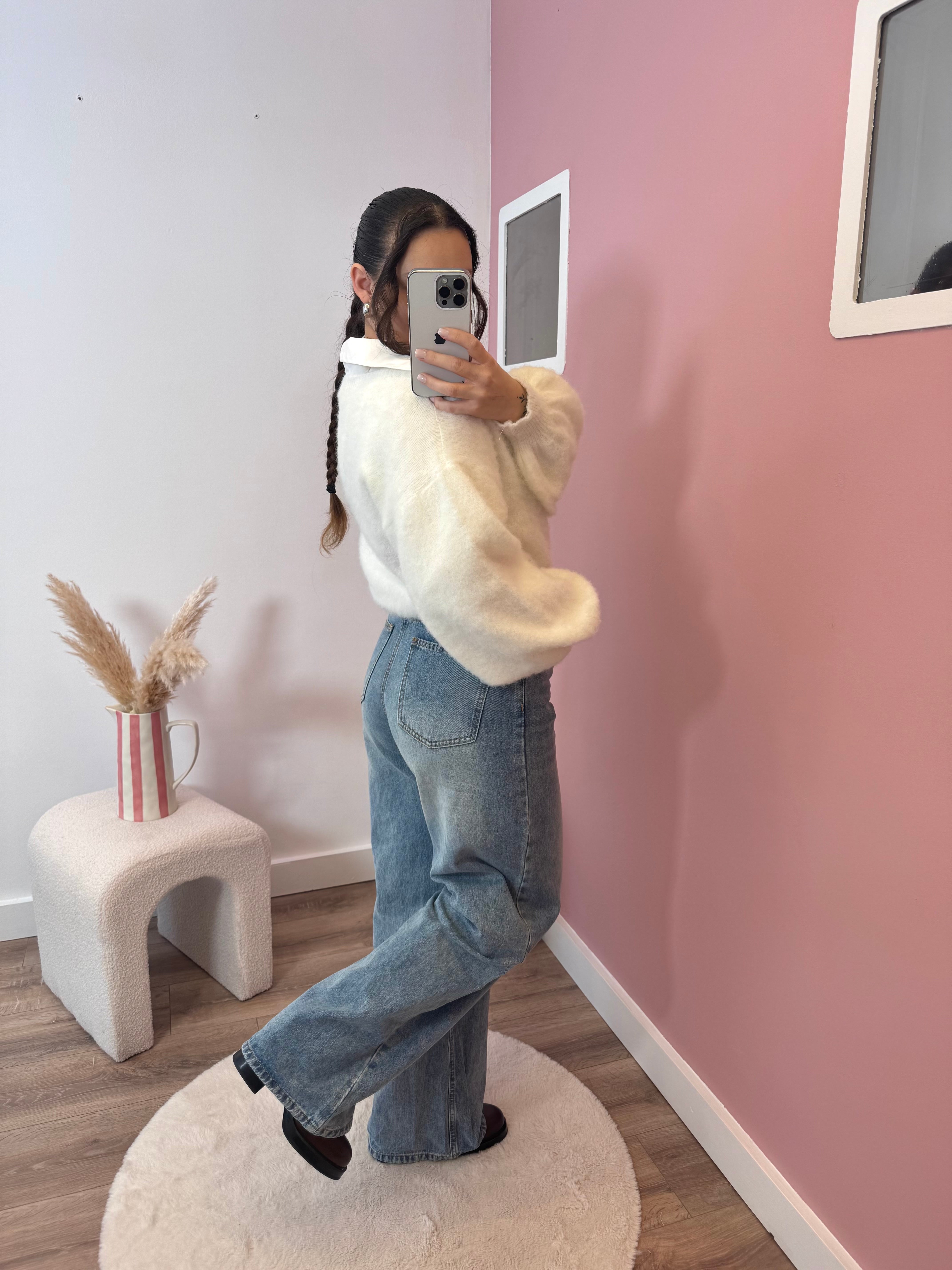 JEANS ASYMÉTRIQUE BLEU COTON