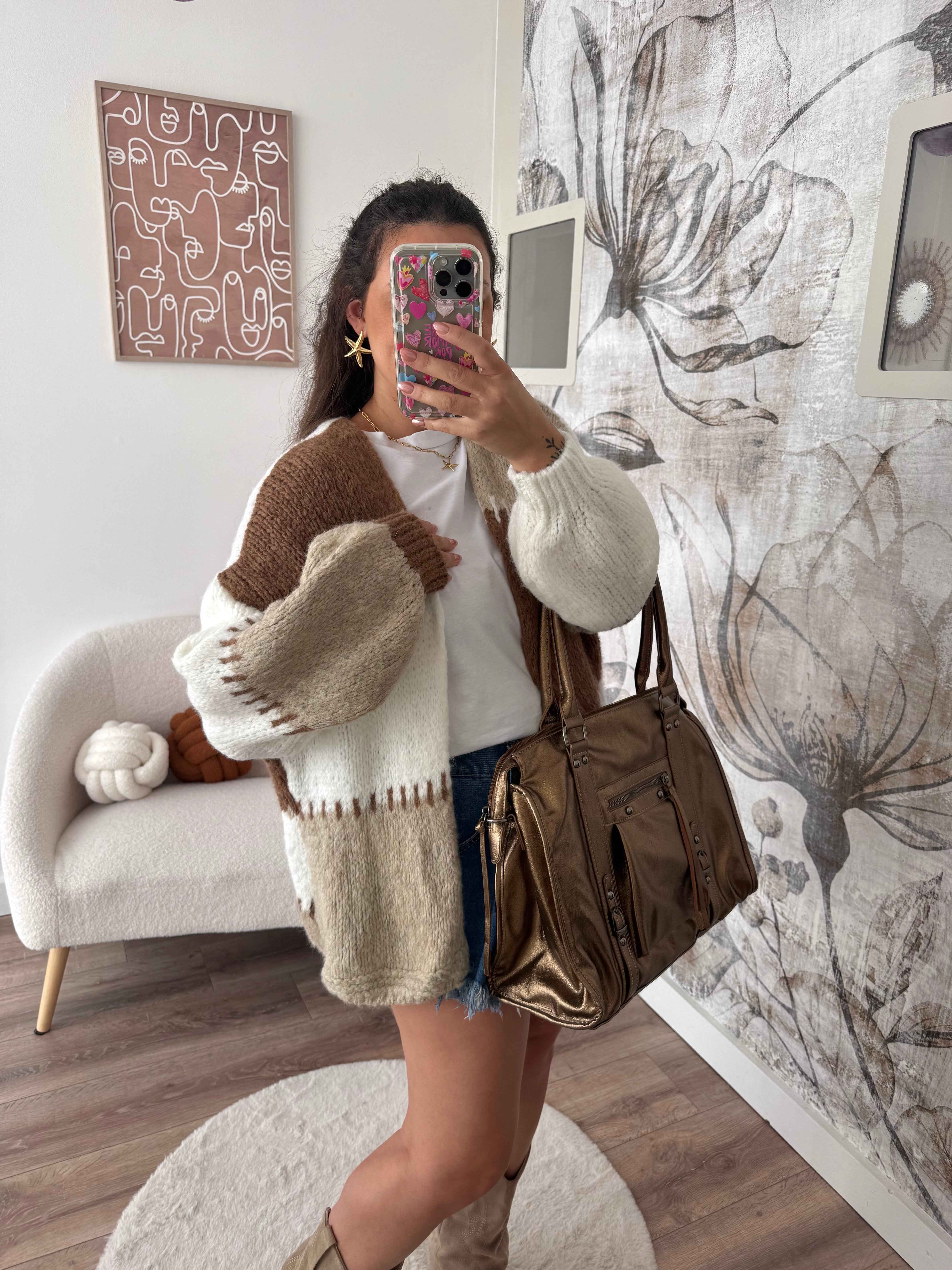 GILET ALMA BEIGE/MARRON