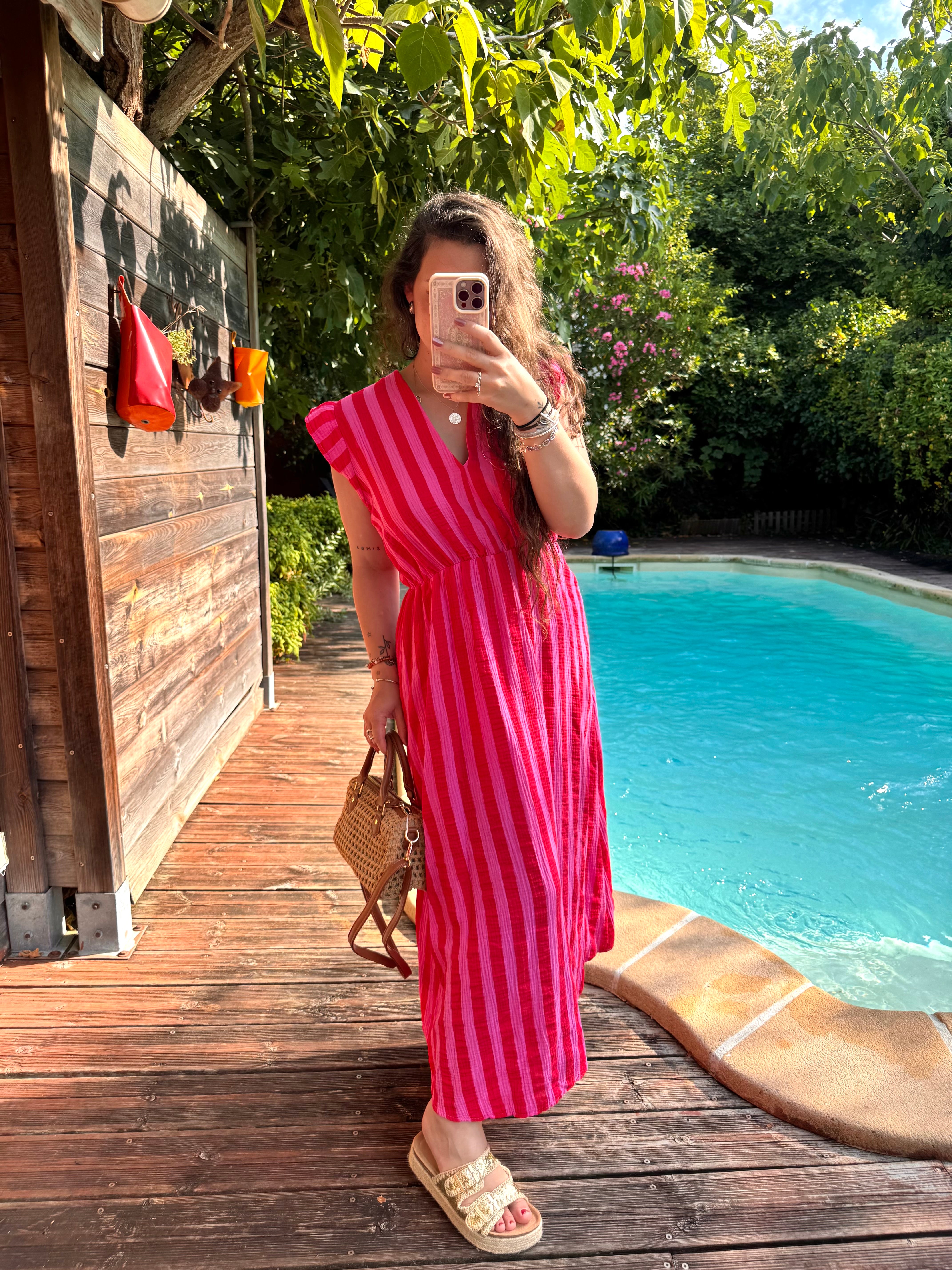ROBE RAYÉ TEAM PETITE ROUGE