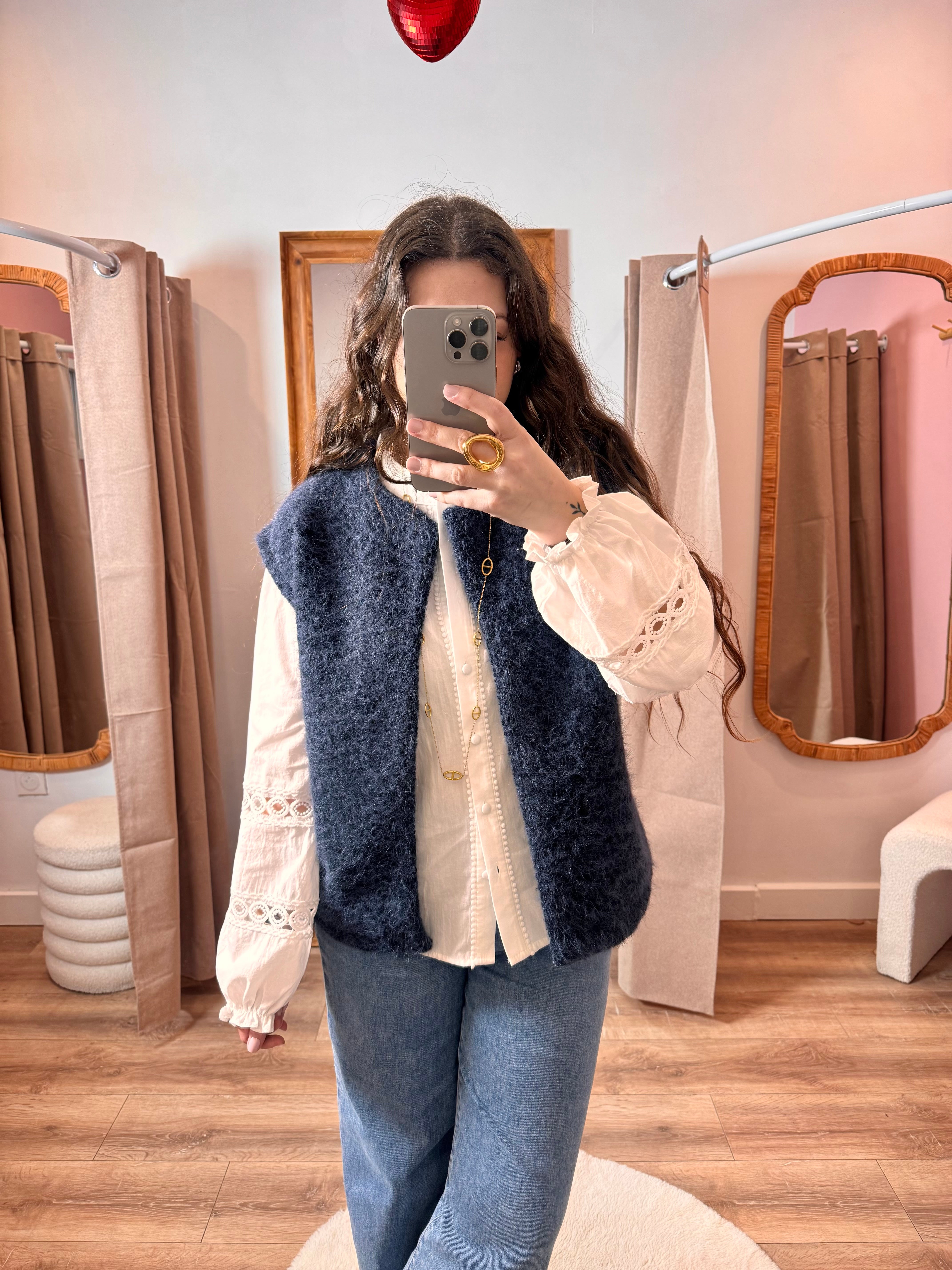 VESTE SANS MANCHE BLEU MARINE