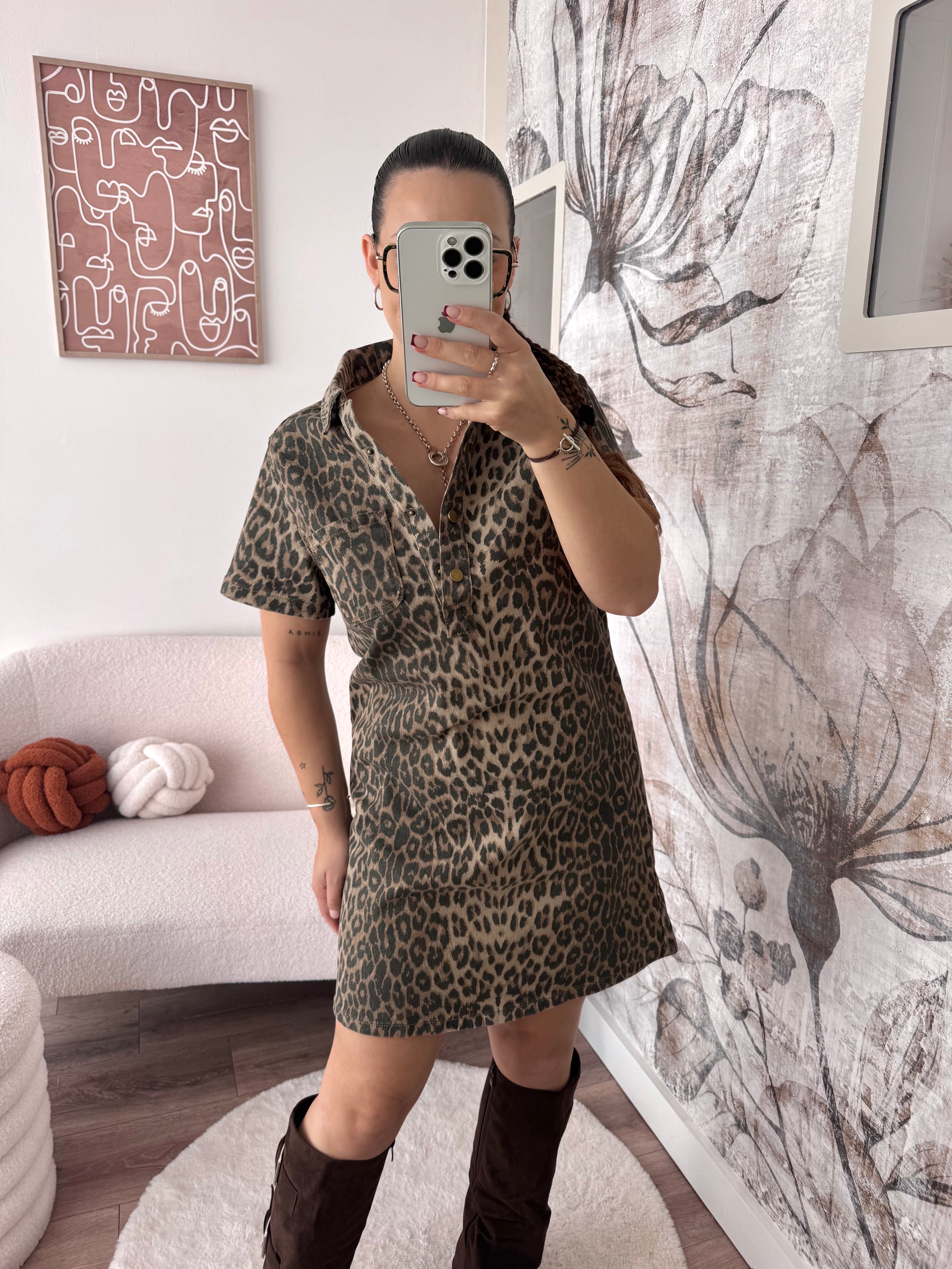 ROBE EN JEAN LÉOPARD