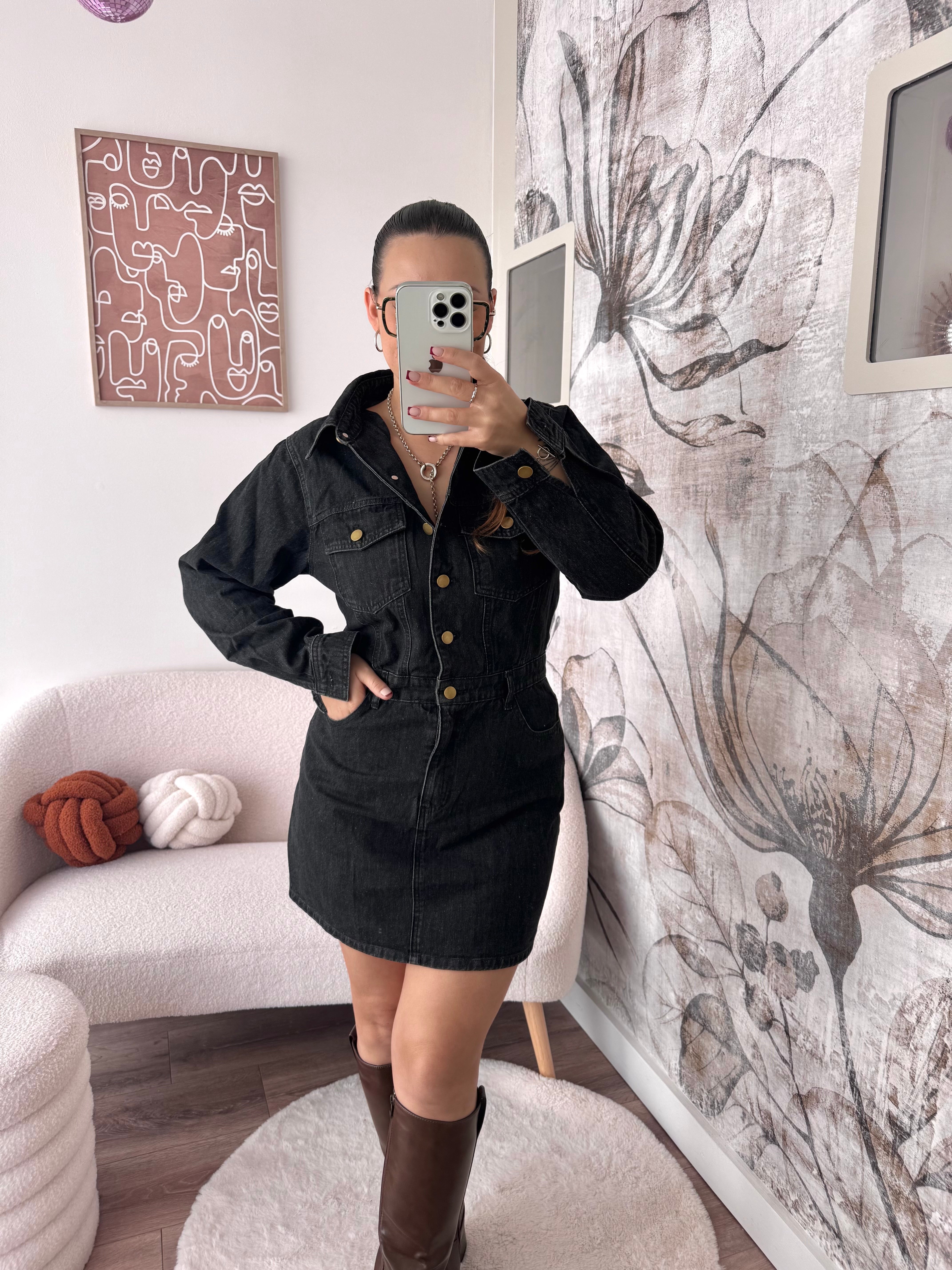 ROBE EN JEAN NOIR