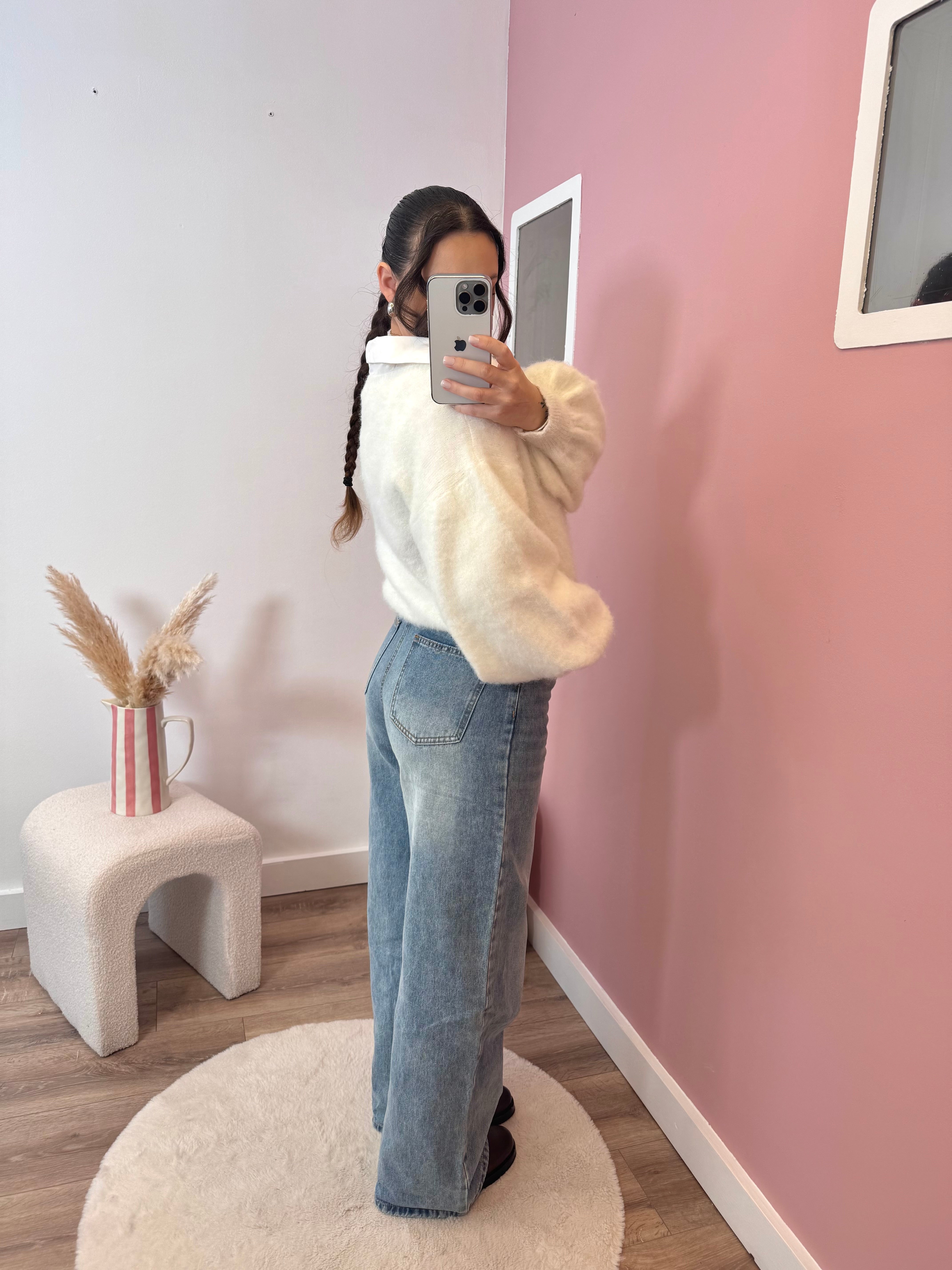 JEANS ASYMÉTRIQUE BLEU COTON