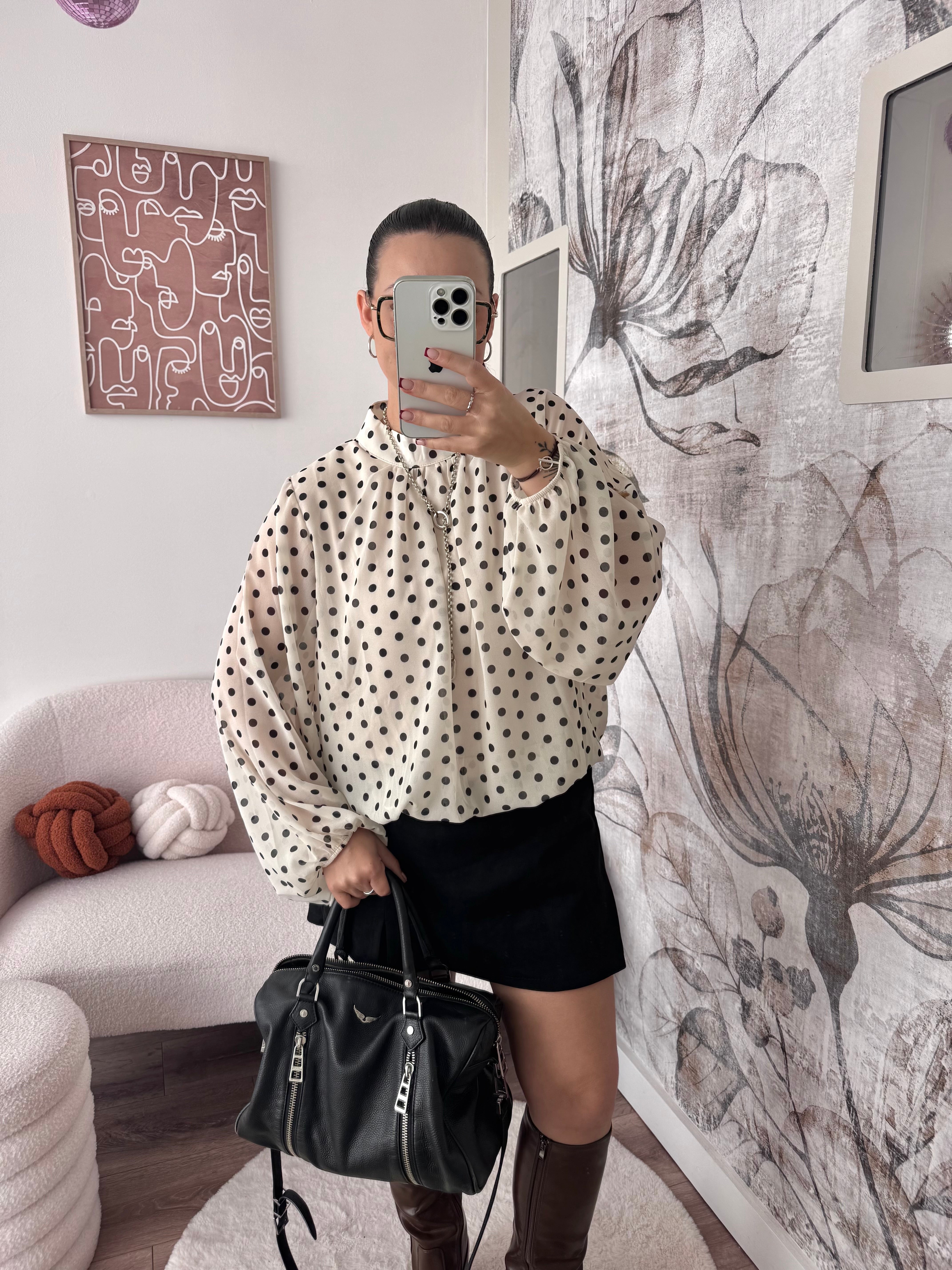 BLOUSE BLANCHE À POIS