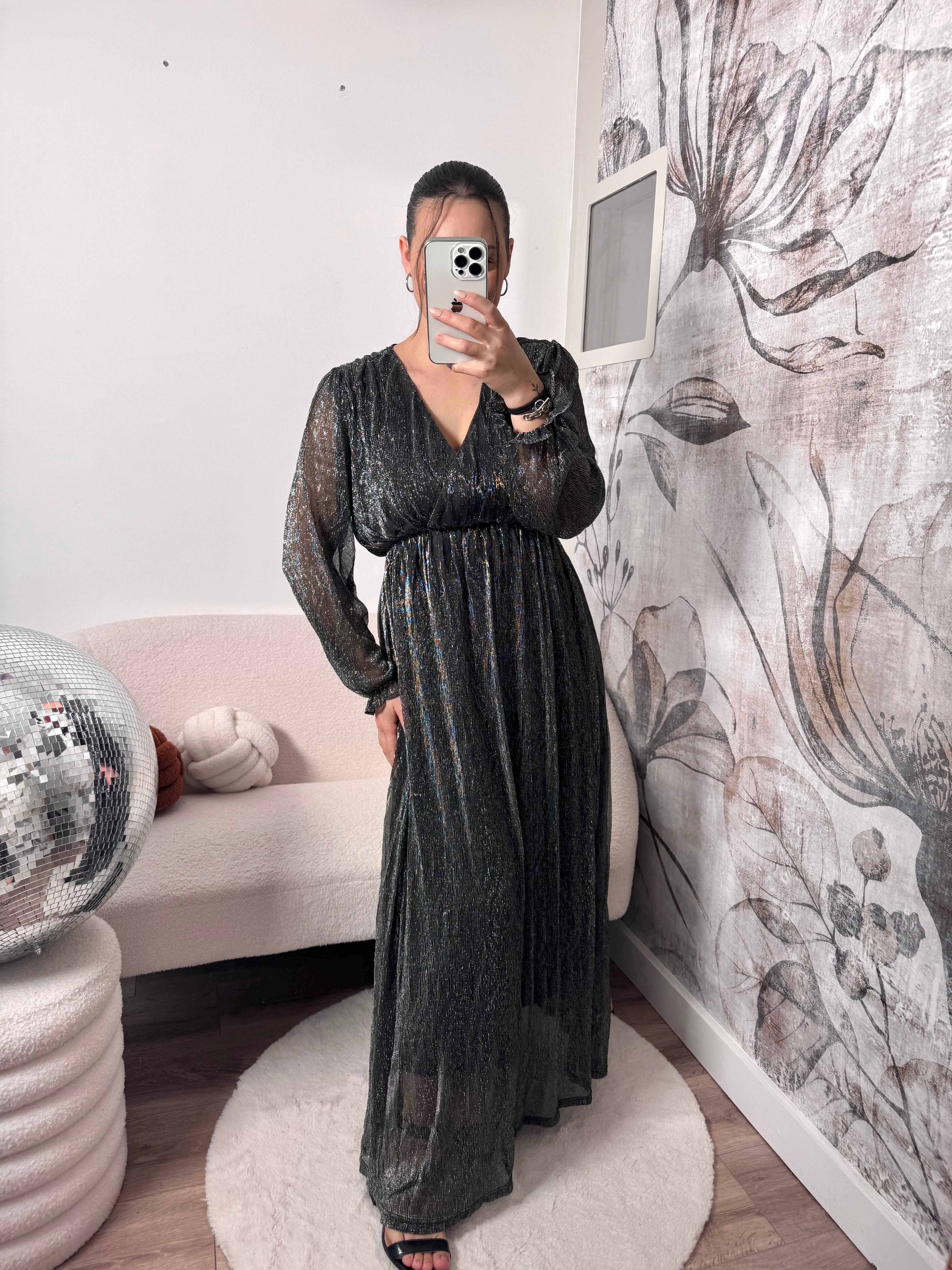 ROBE LONGUE IRISÉE ARGENTÉ