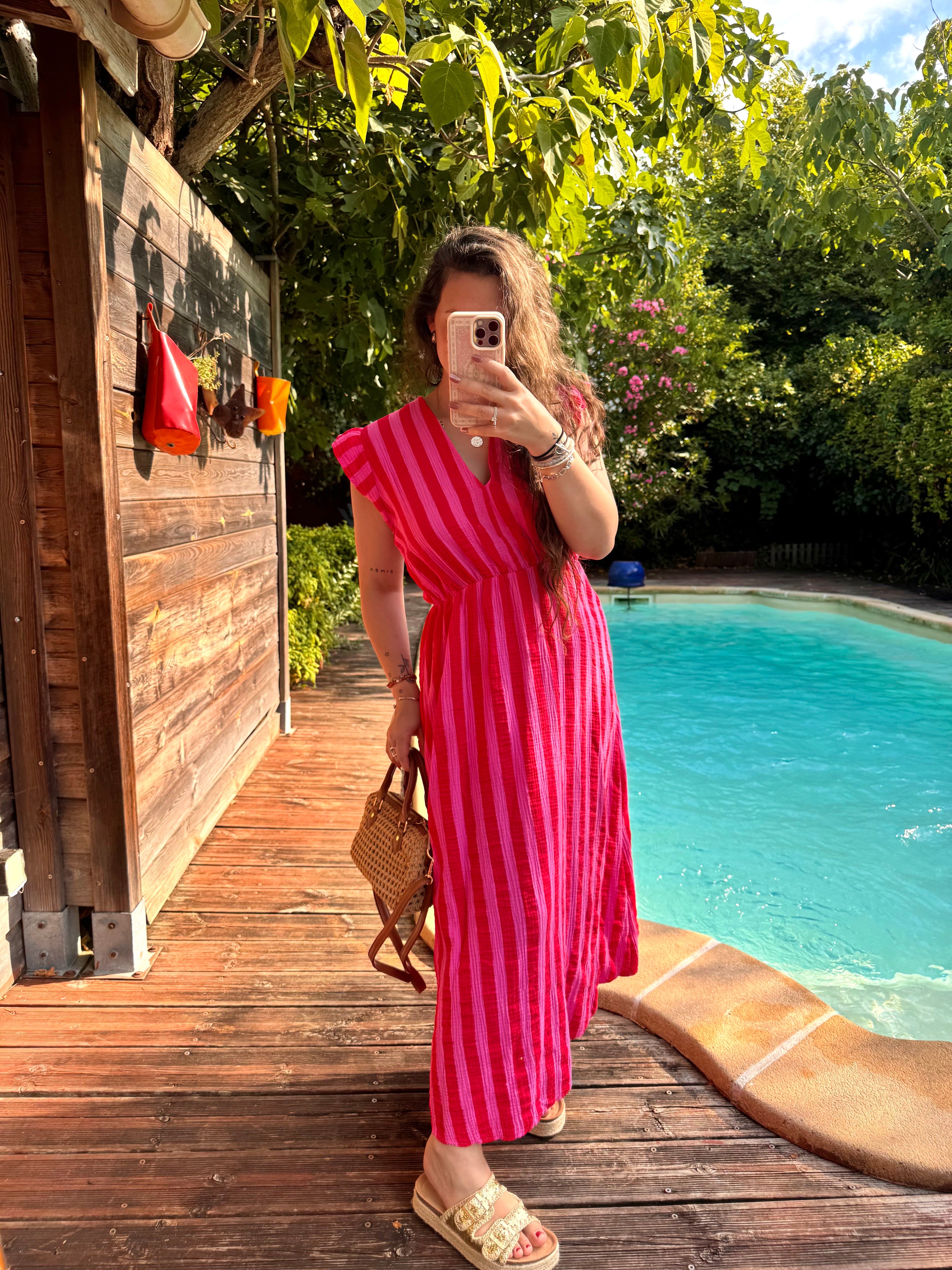 ROBE RAYÉ TEAM PETITE ROUGE