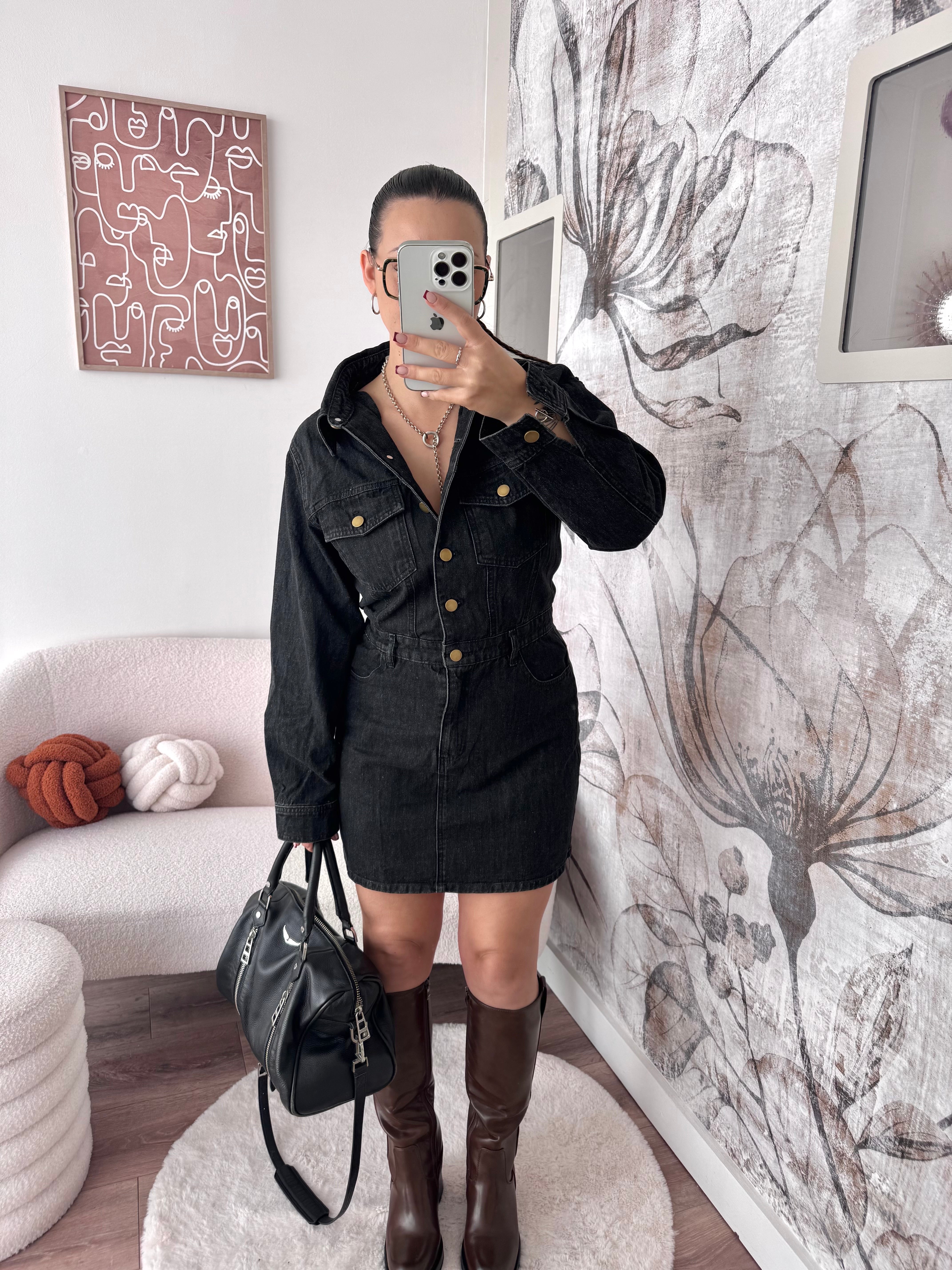 ROBE EN JEAN NOIR