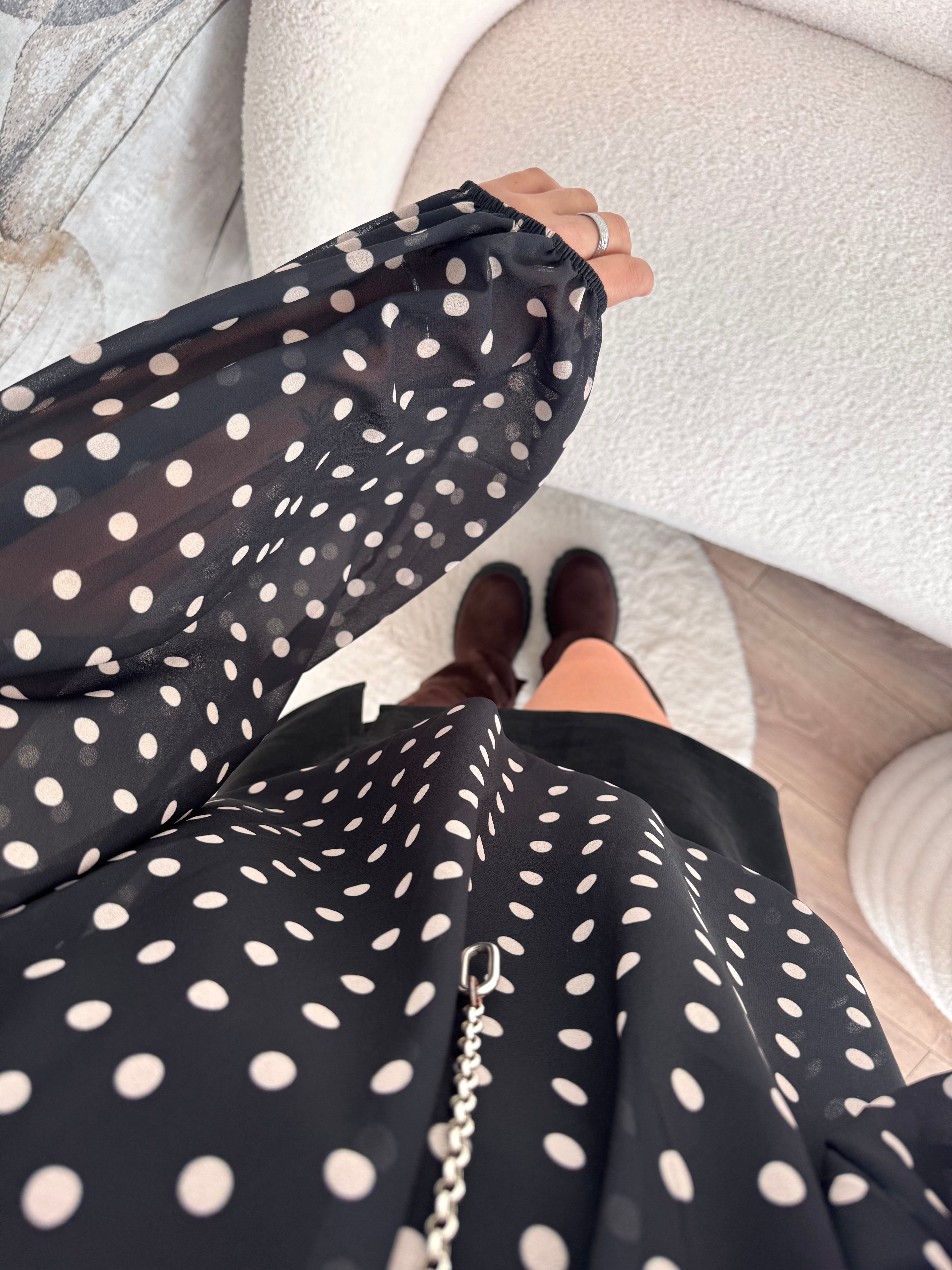BLOUSE NOIR À POIS