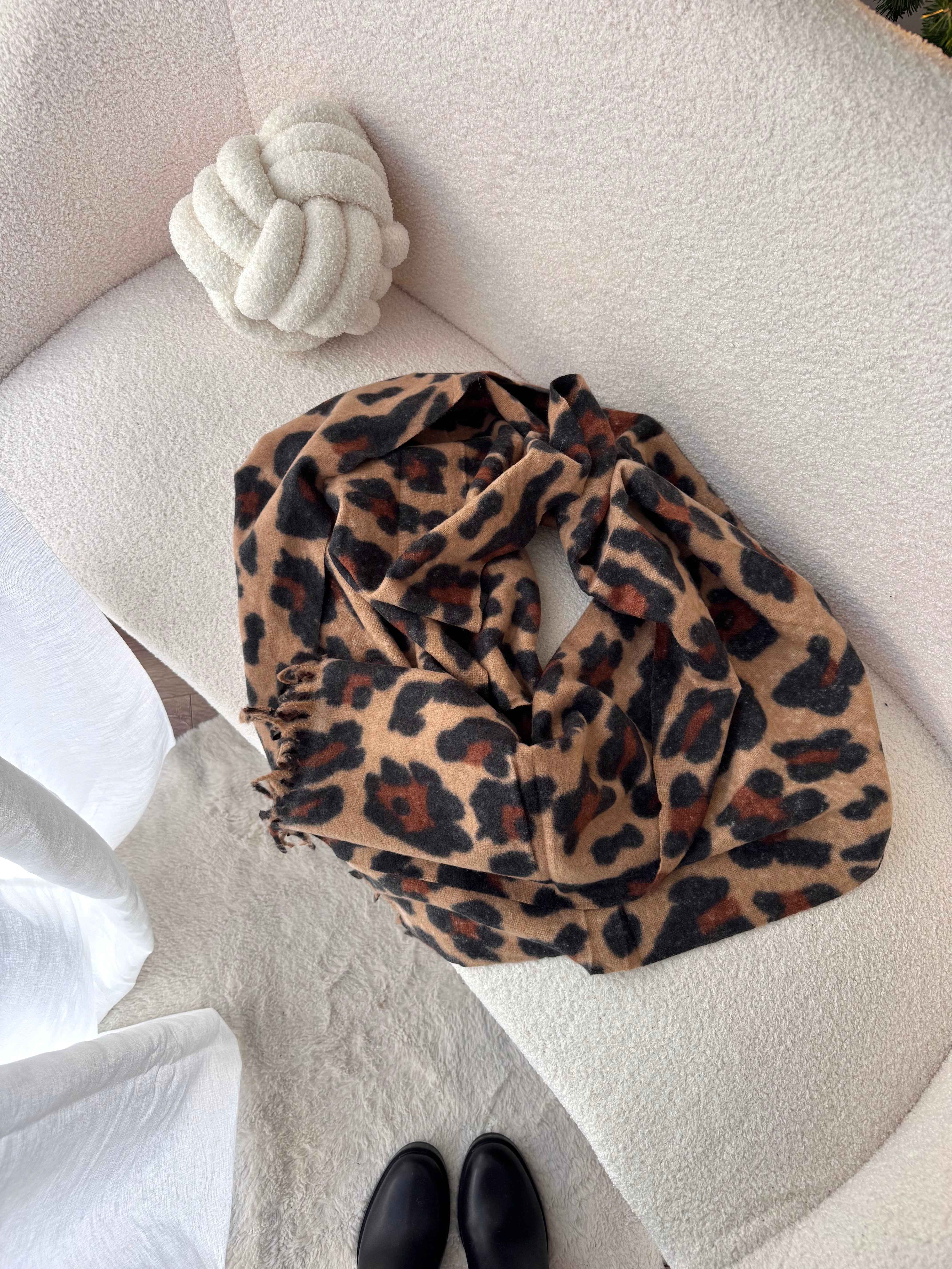 ÉCHARPE XXL LÉOPARD CAMEL