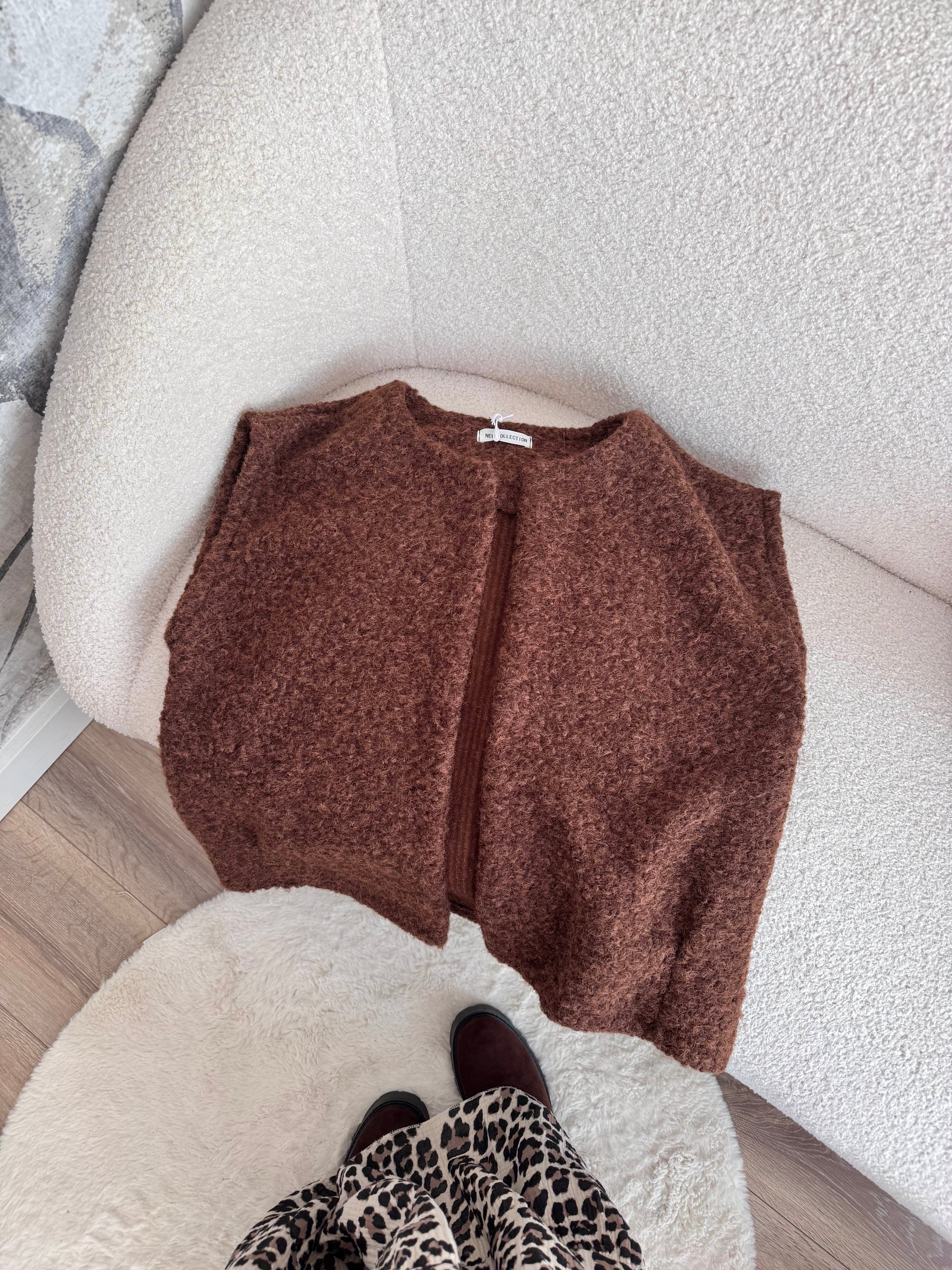 VESTE SANS MANCHE CHOCOLAT