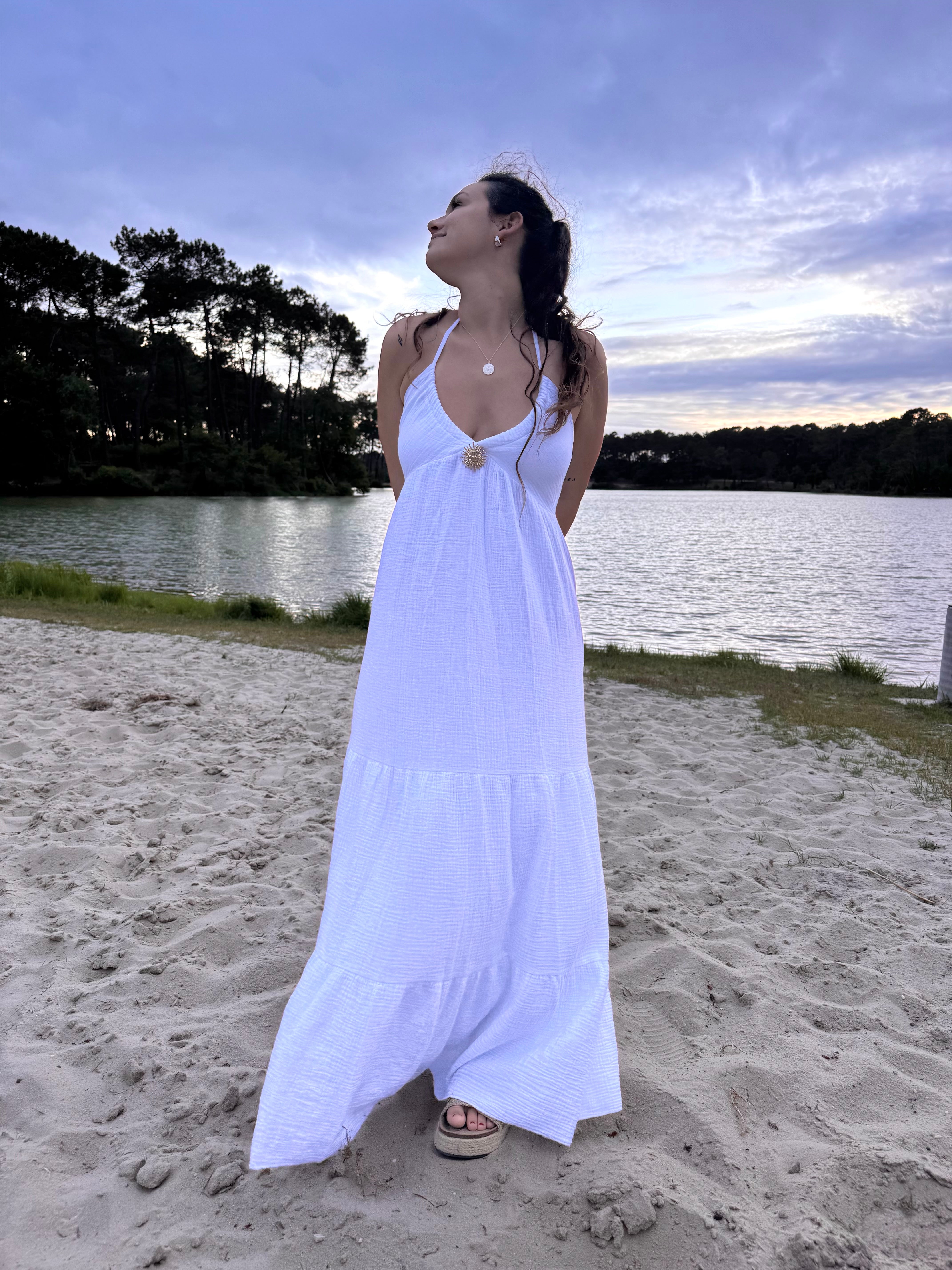 ROBE SOLEIL GAZE DE COTON BLANCHE