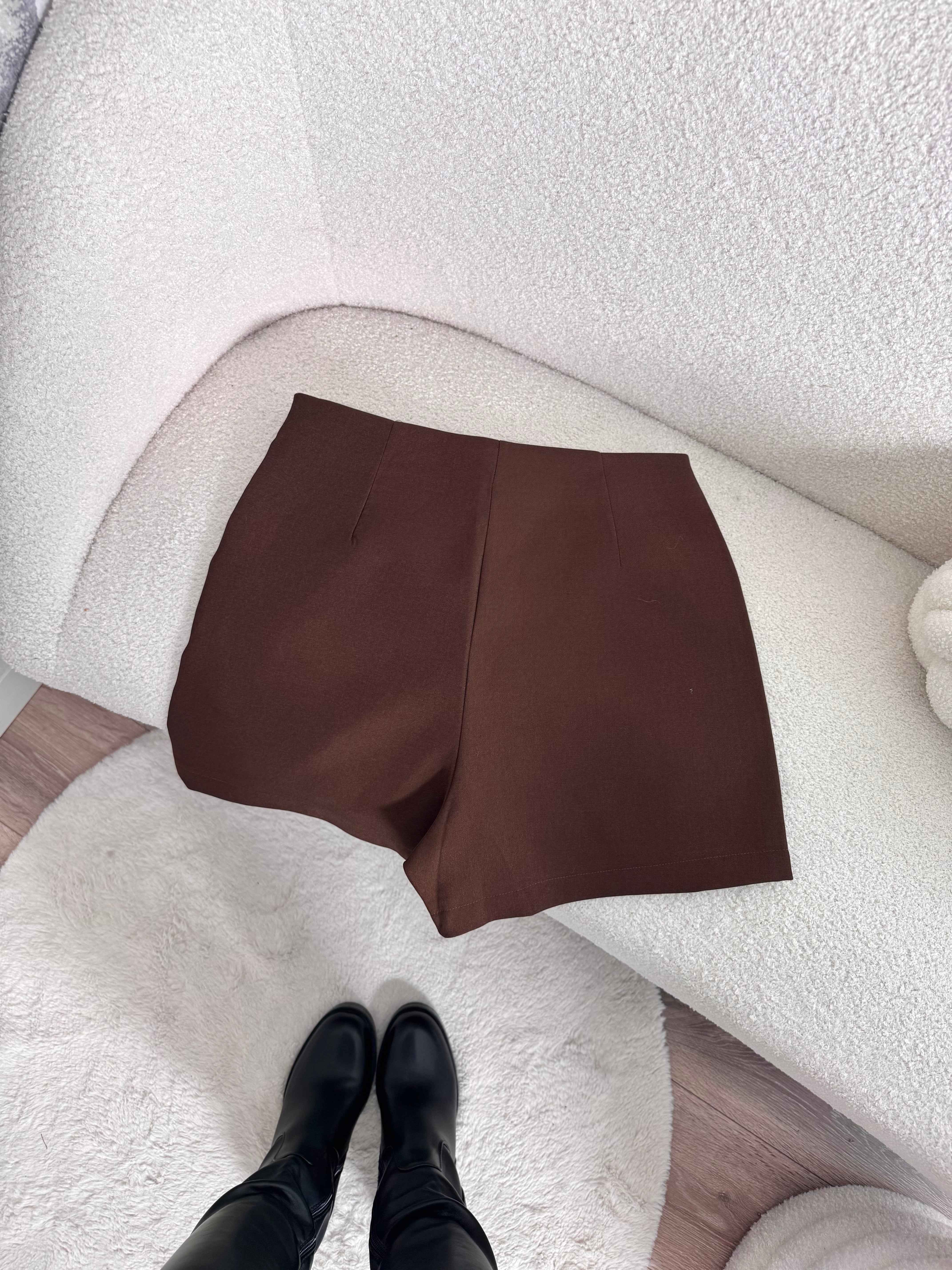 JUPE/SHORT MARRON POIS ARGENTÉ