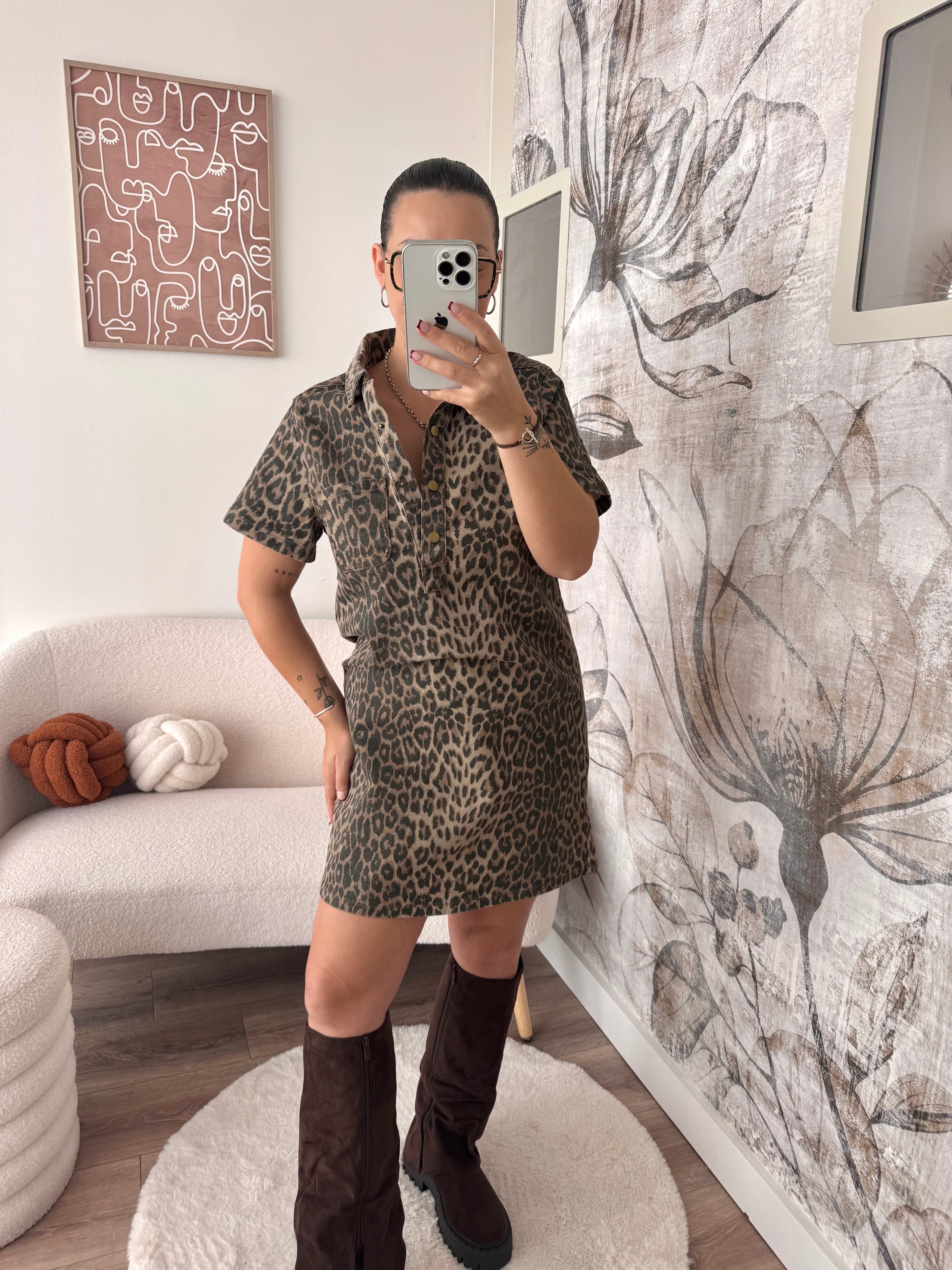 ROBE EN JEAN LÉOPARD