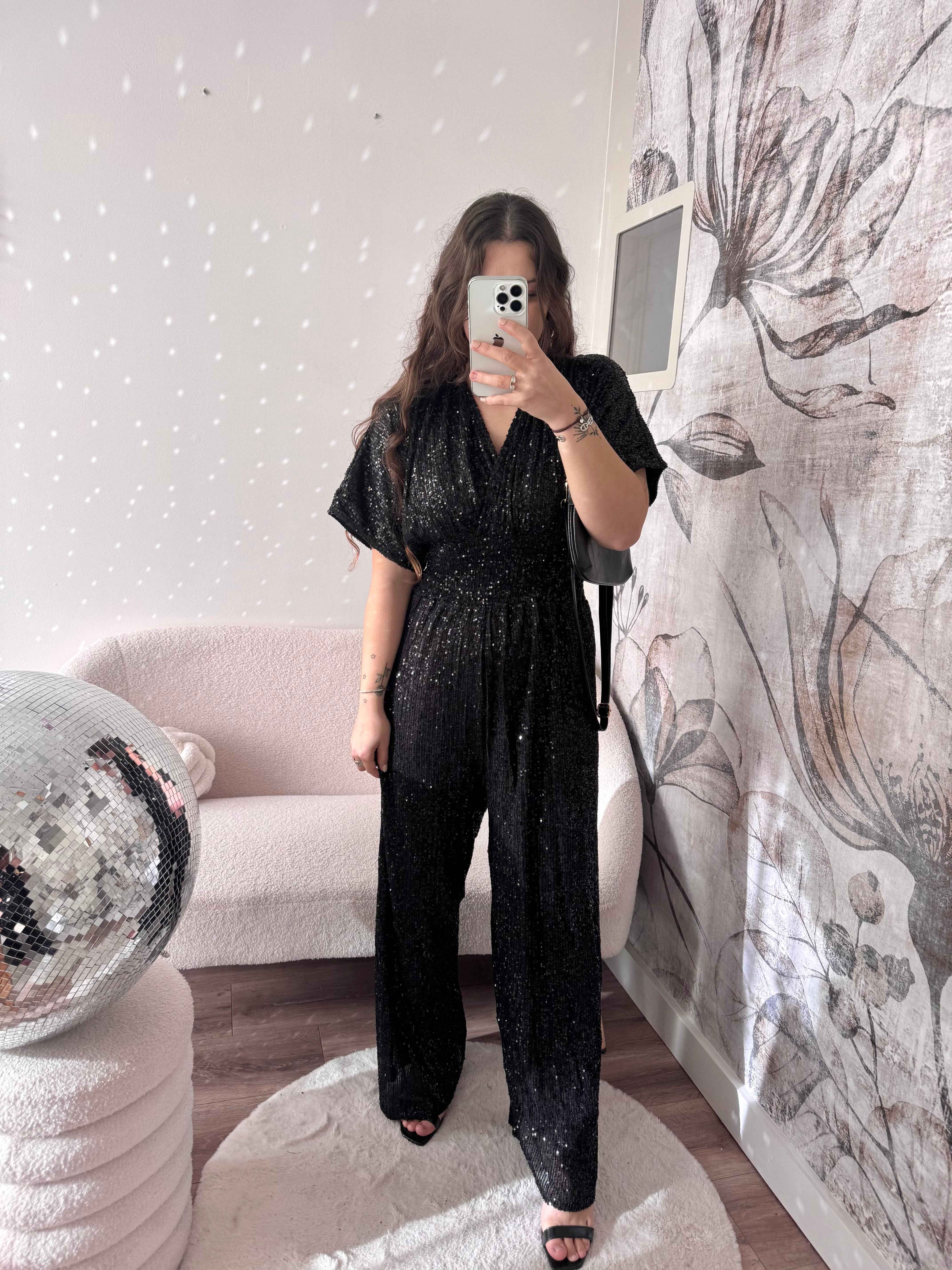 COMBINAISON À SEQUINS NOIR