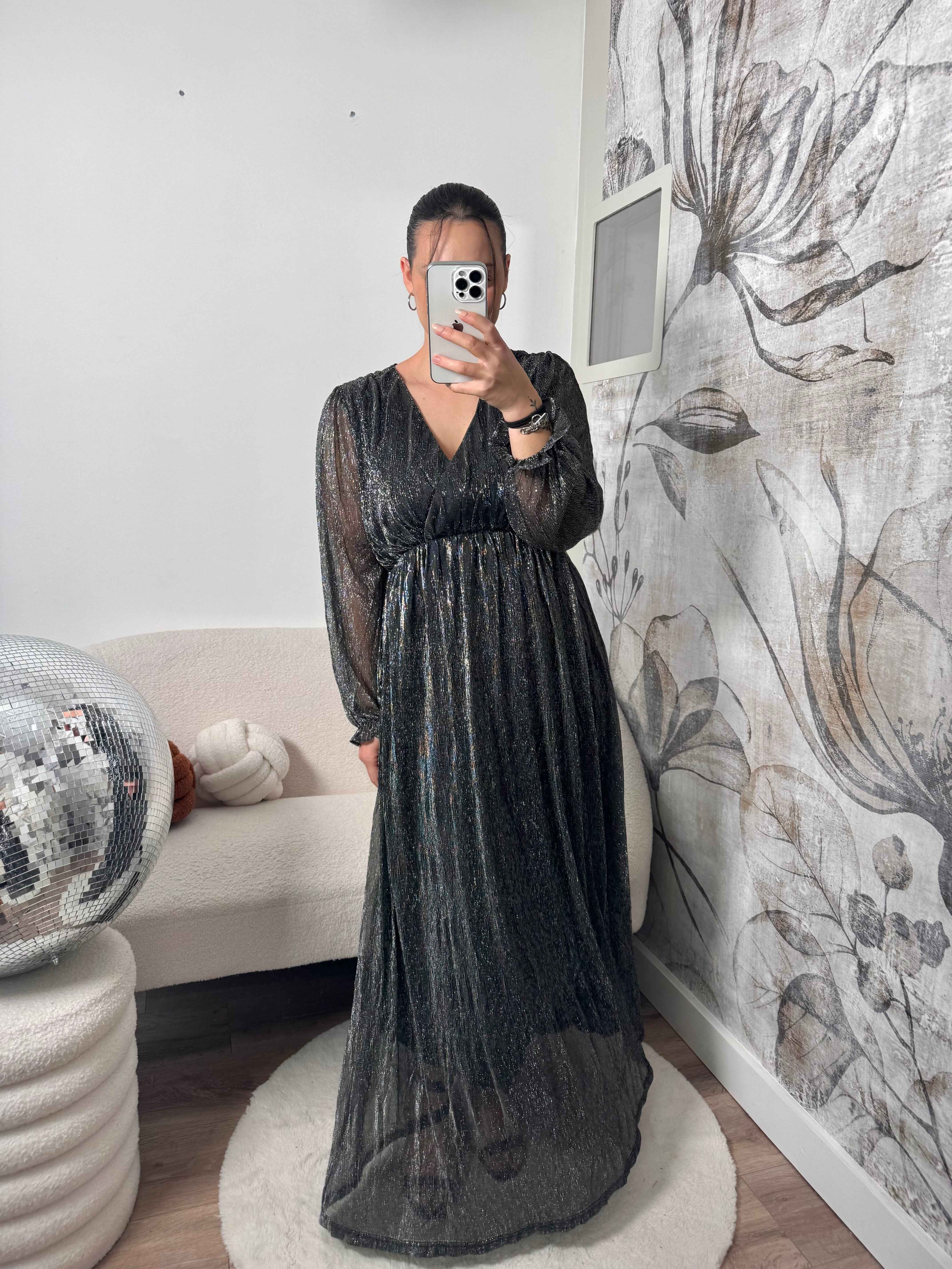 ROBE LONGUE IRISÉE ARGENTÉ