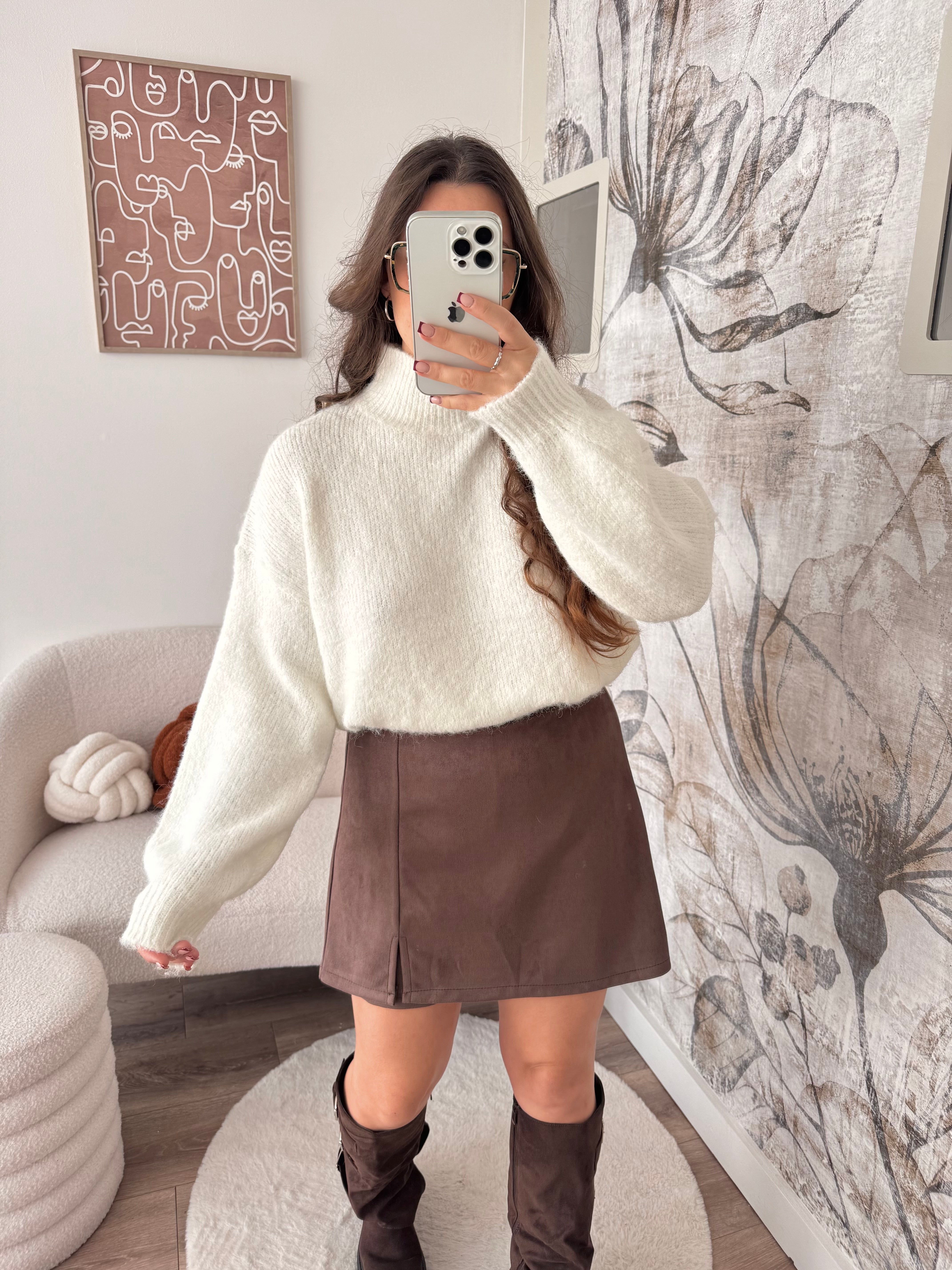 JUPE/SHORT MARRON
