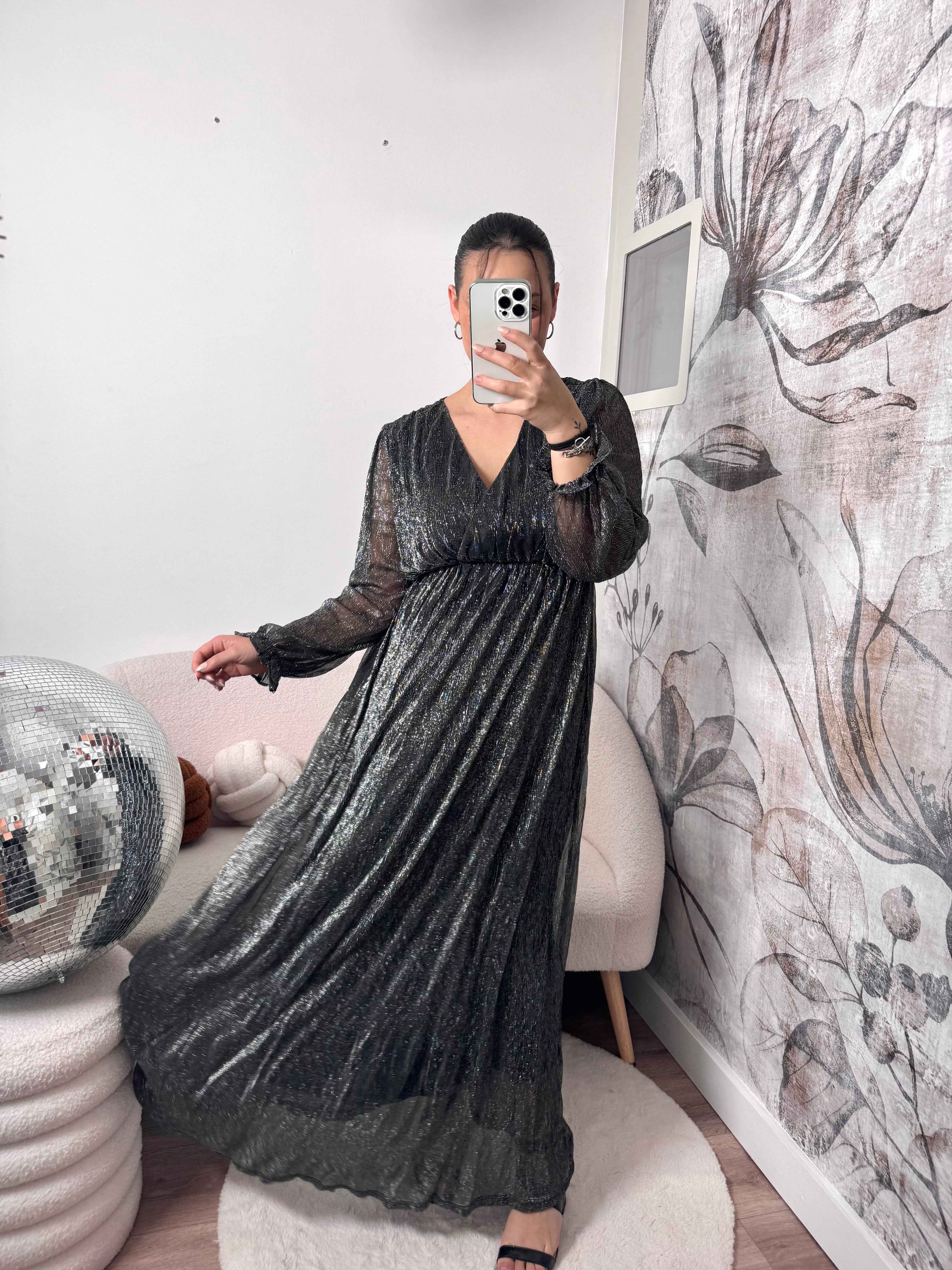 ROBE LONGUE IRISÉE ARGENTÉ