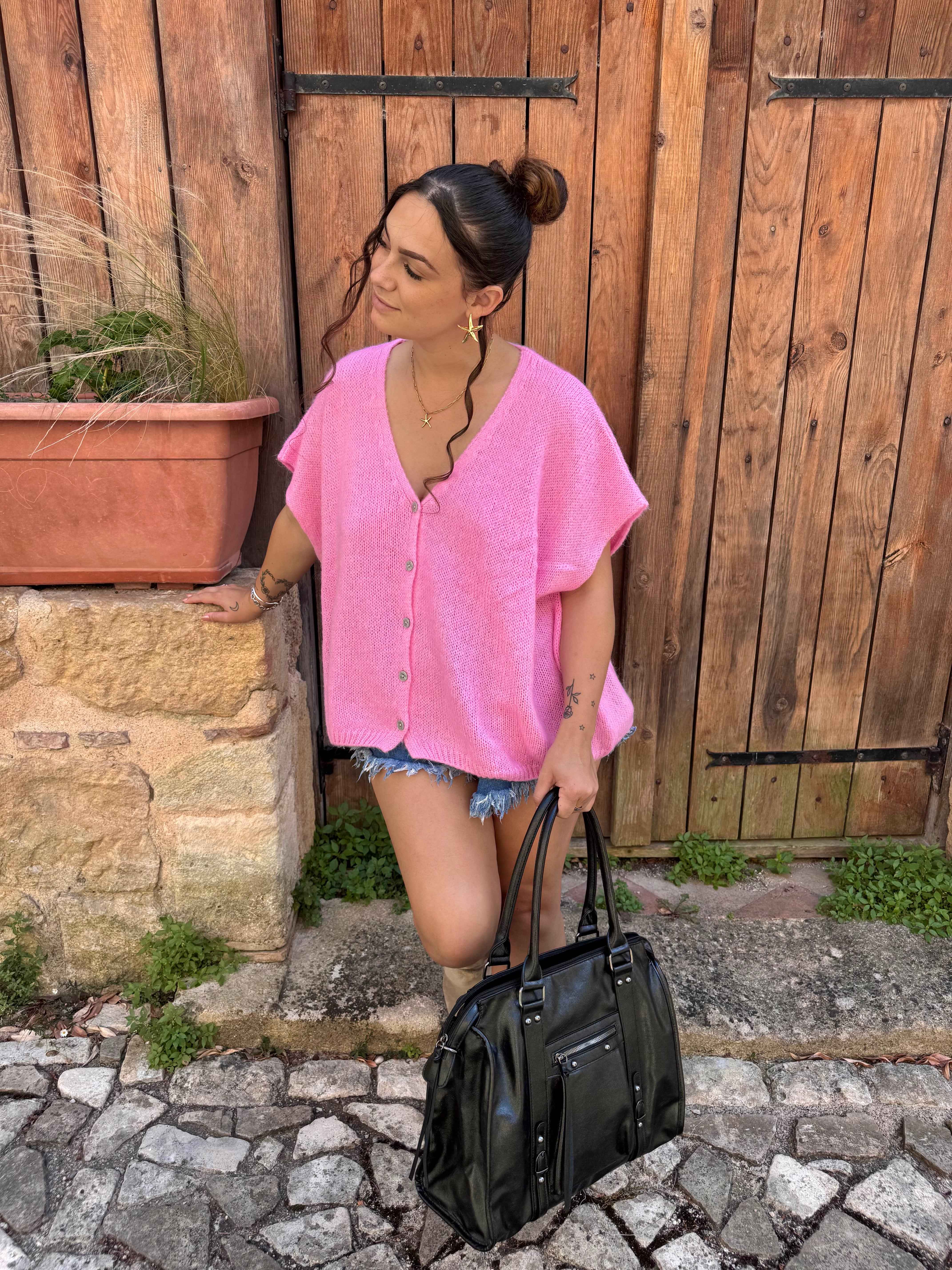 GILET ROSE SANS MANCHE