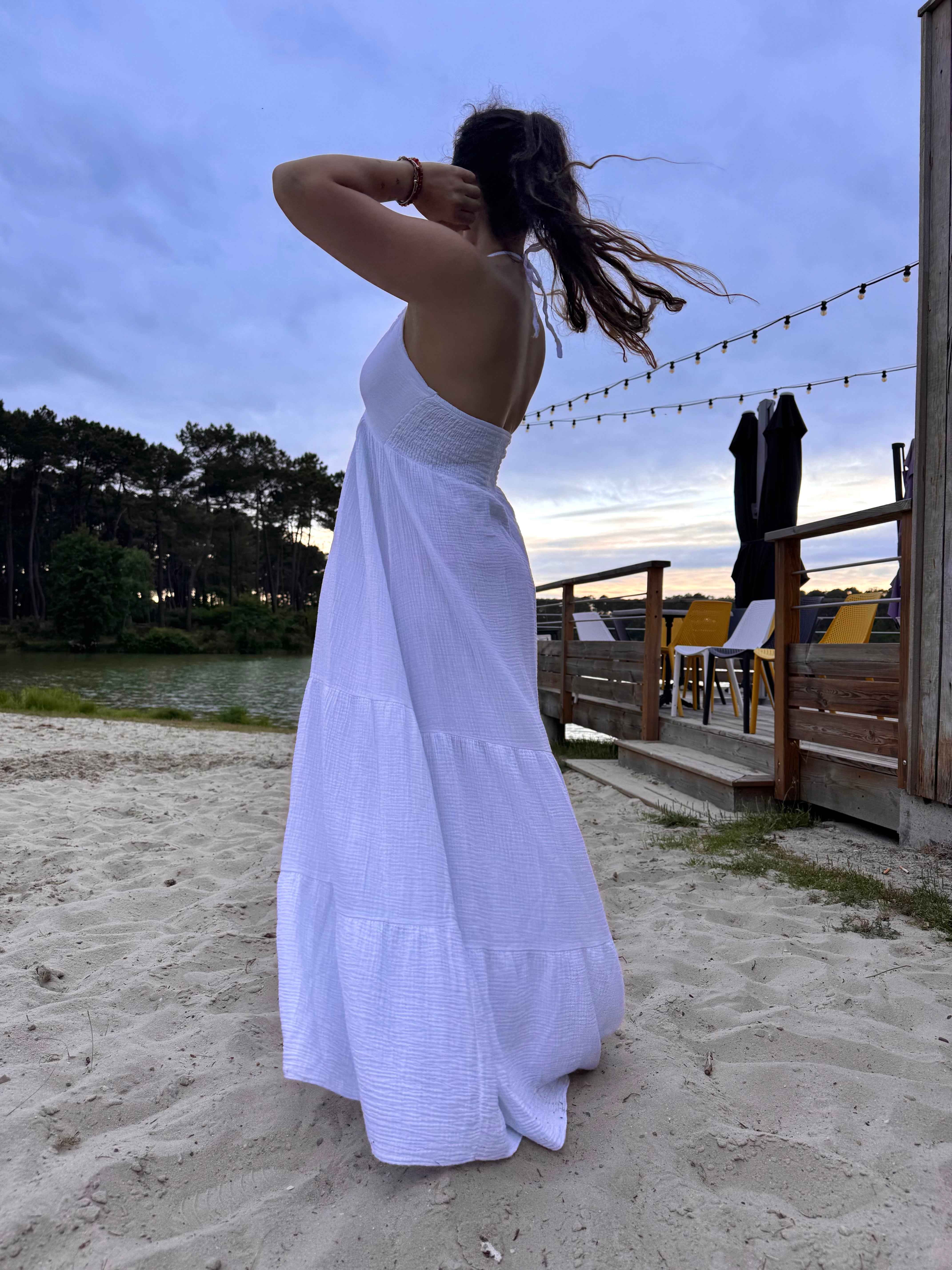 ROBE SOLEIL GAZE DE COTON BLANCHE
