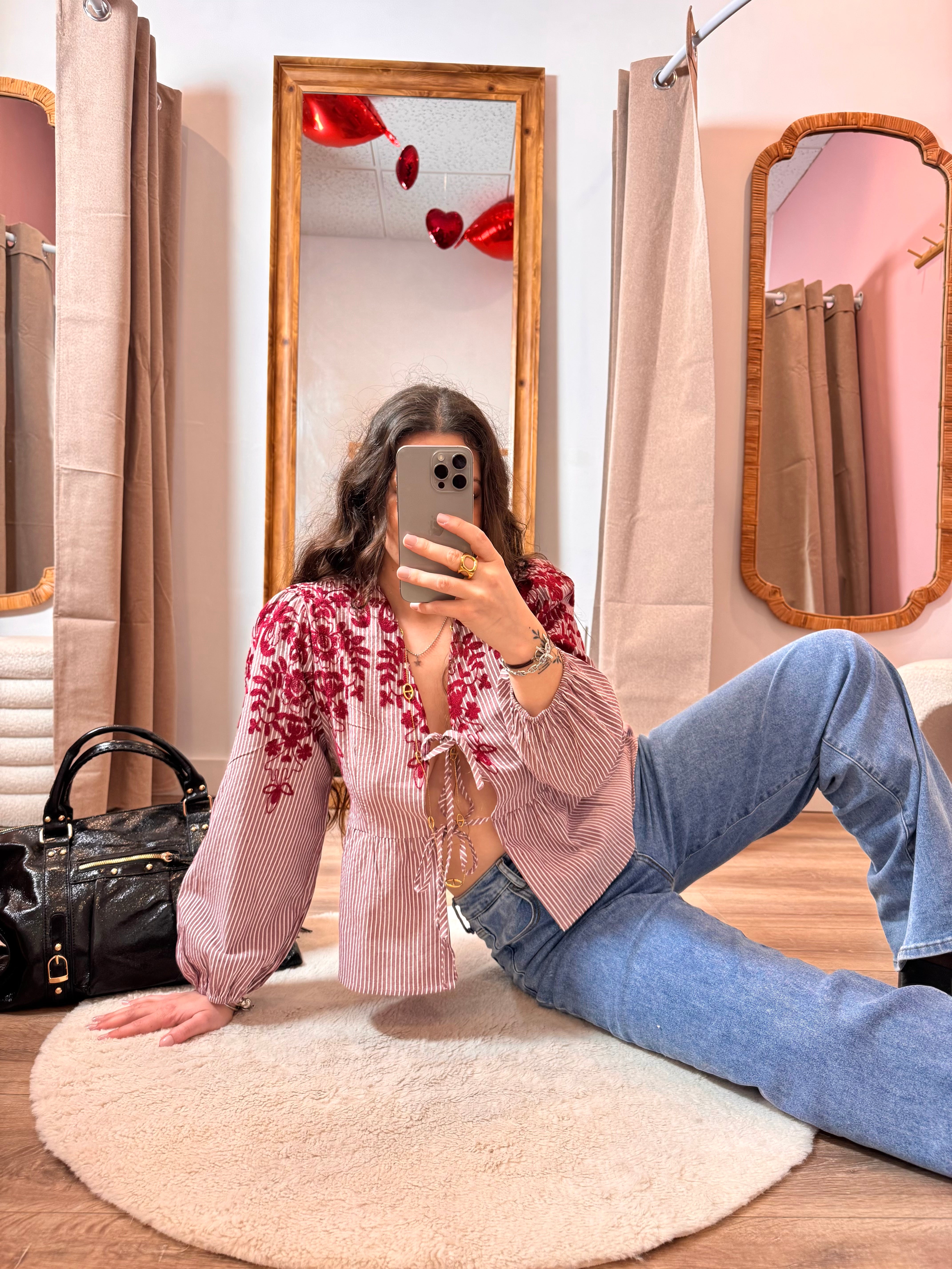 BLOUSE NOEUD BORDEAUX