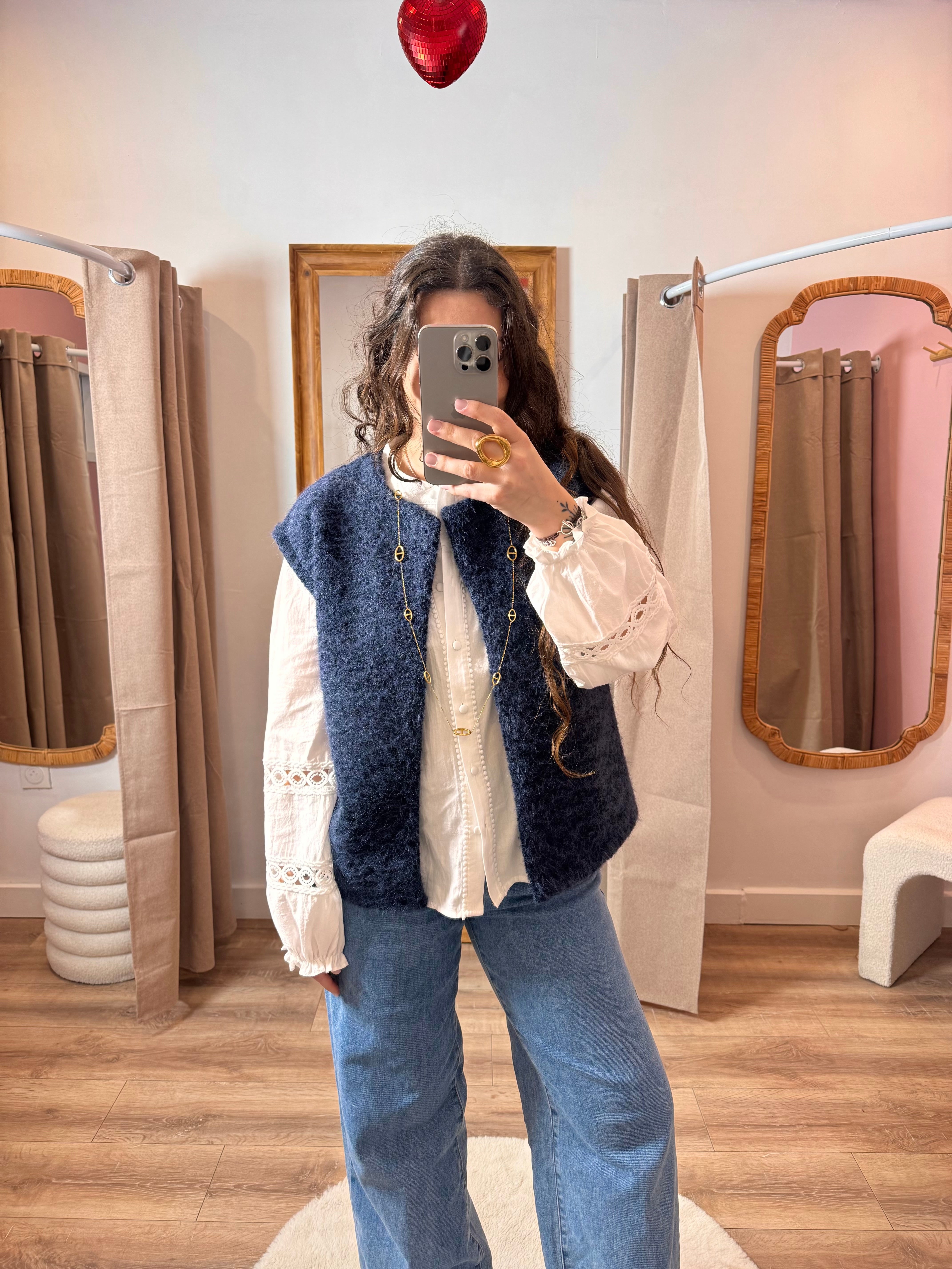 VESTE SANS MANCHE BLEU MARINE