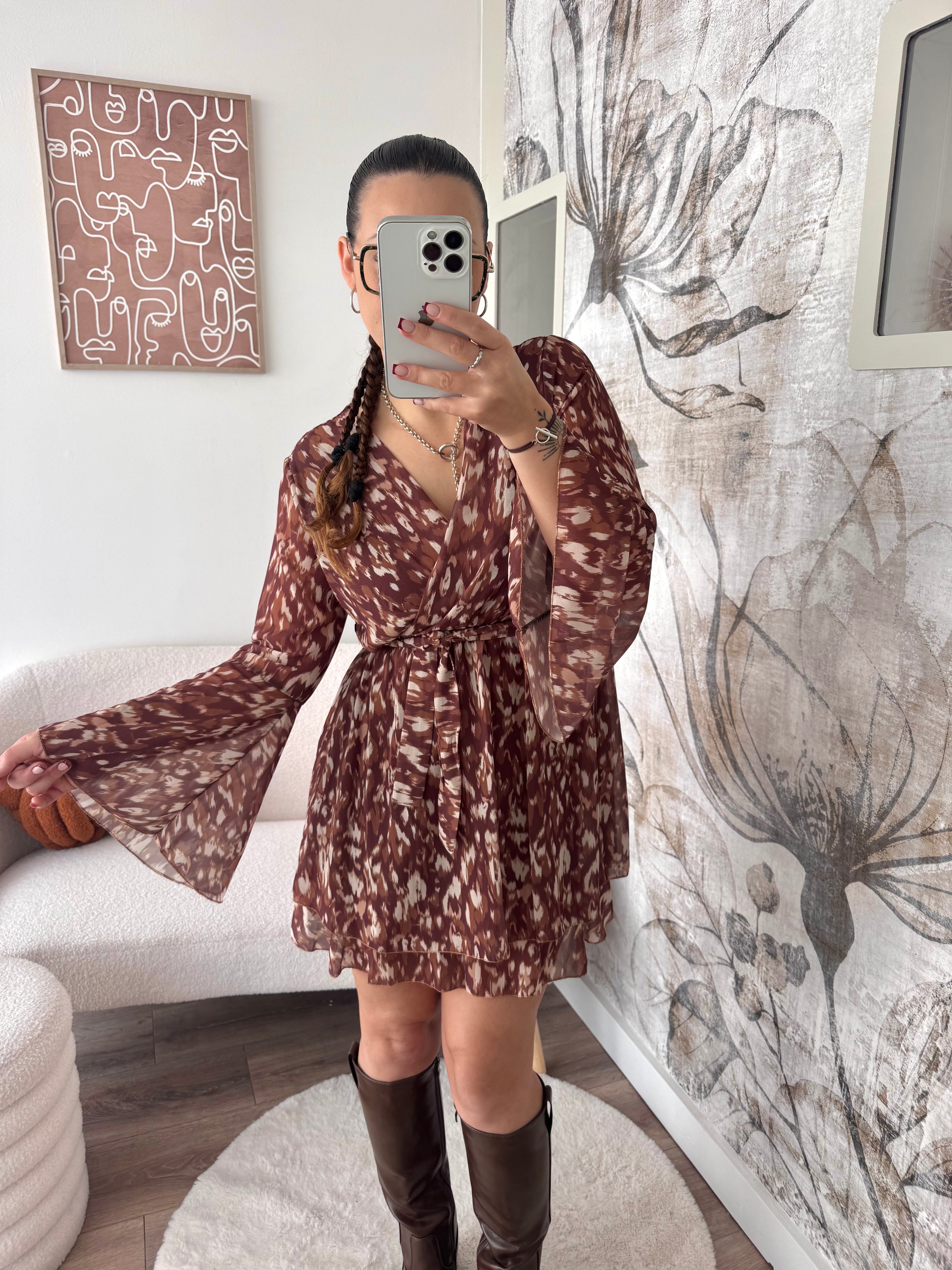ROBE COURTE MARRON