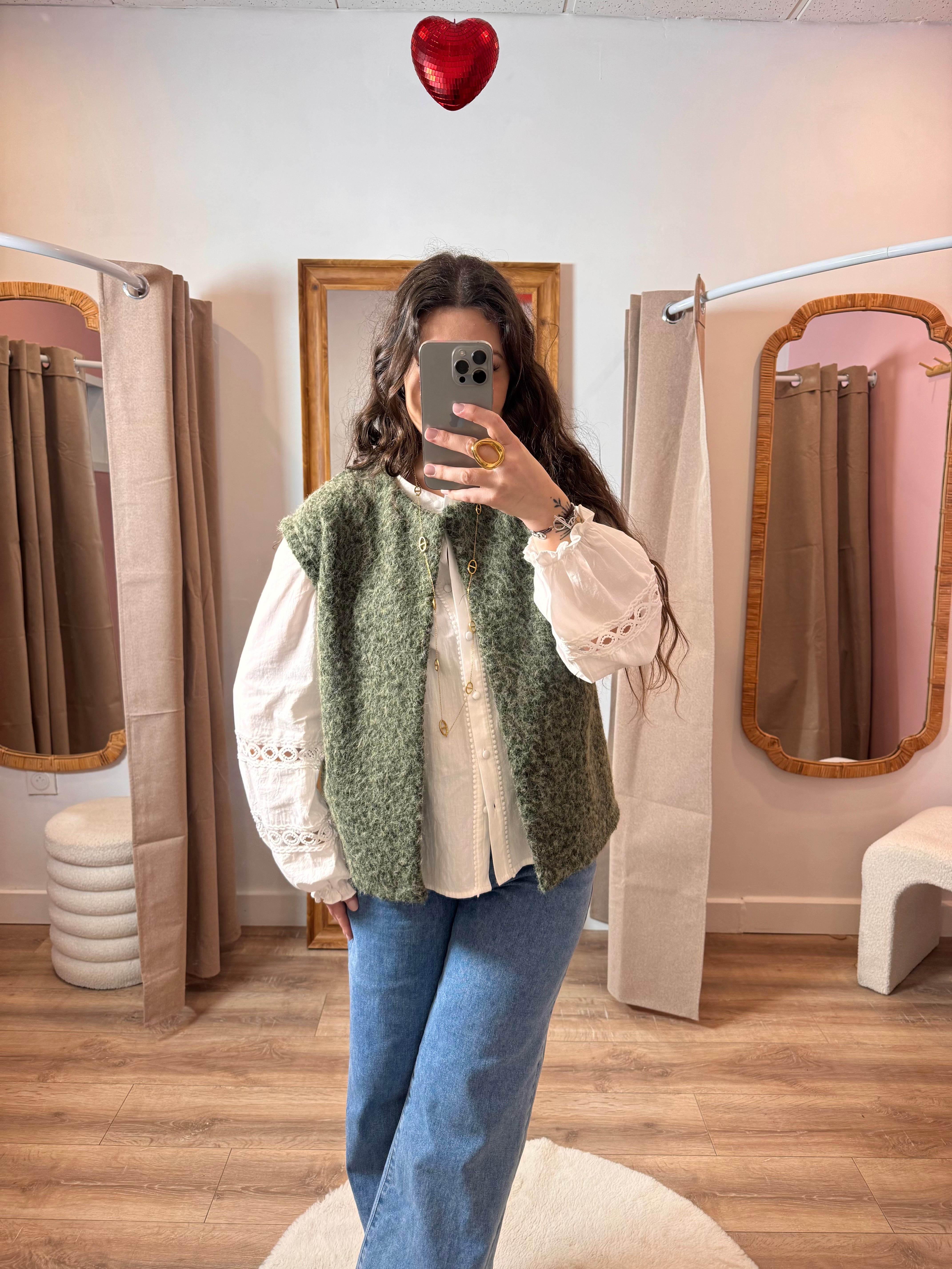 VESTE SANS MANCHE KAKI