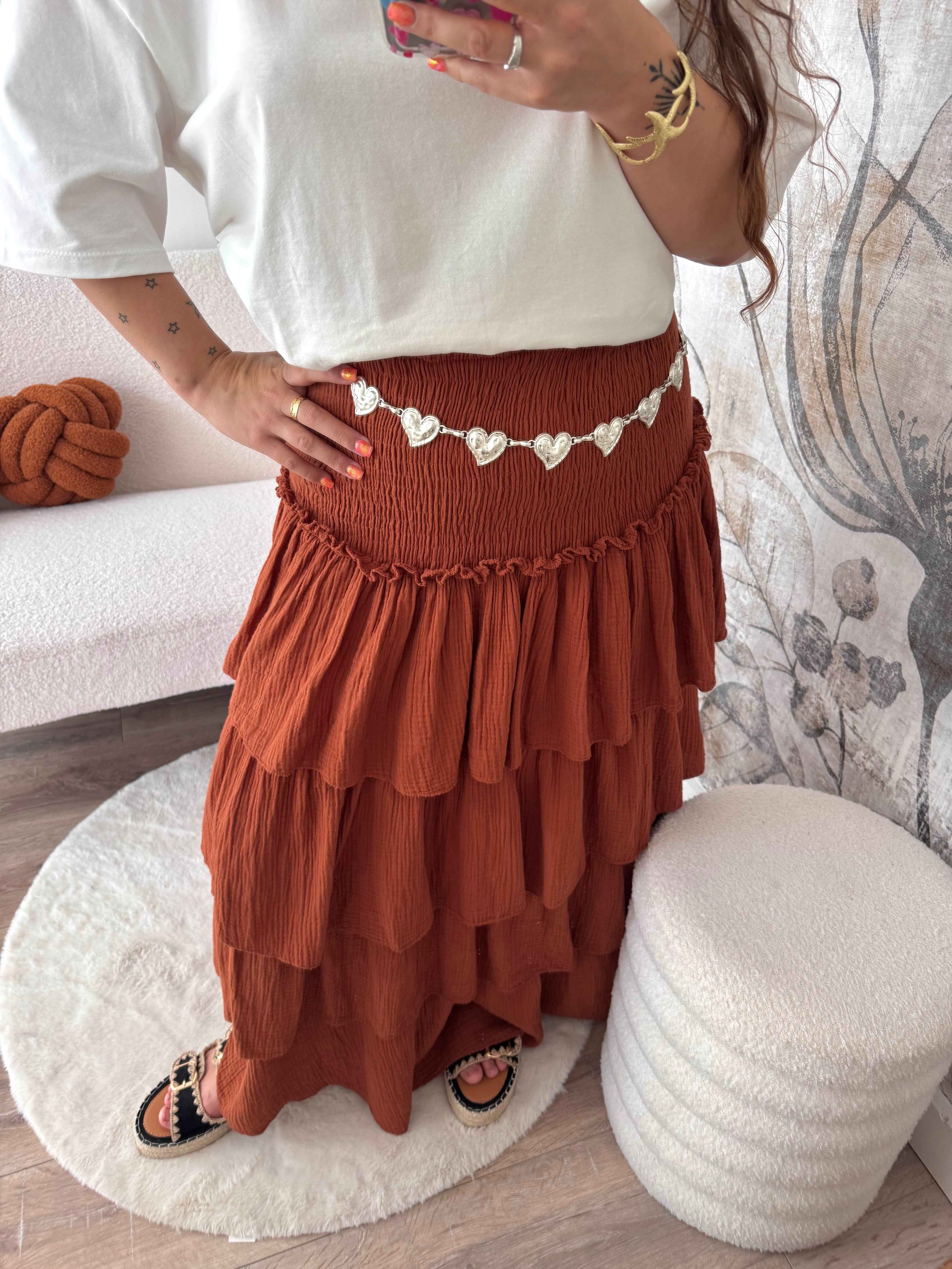 JUPE VOLANTE TERRACOTTA
