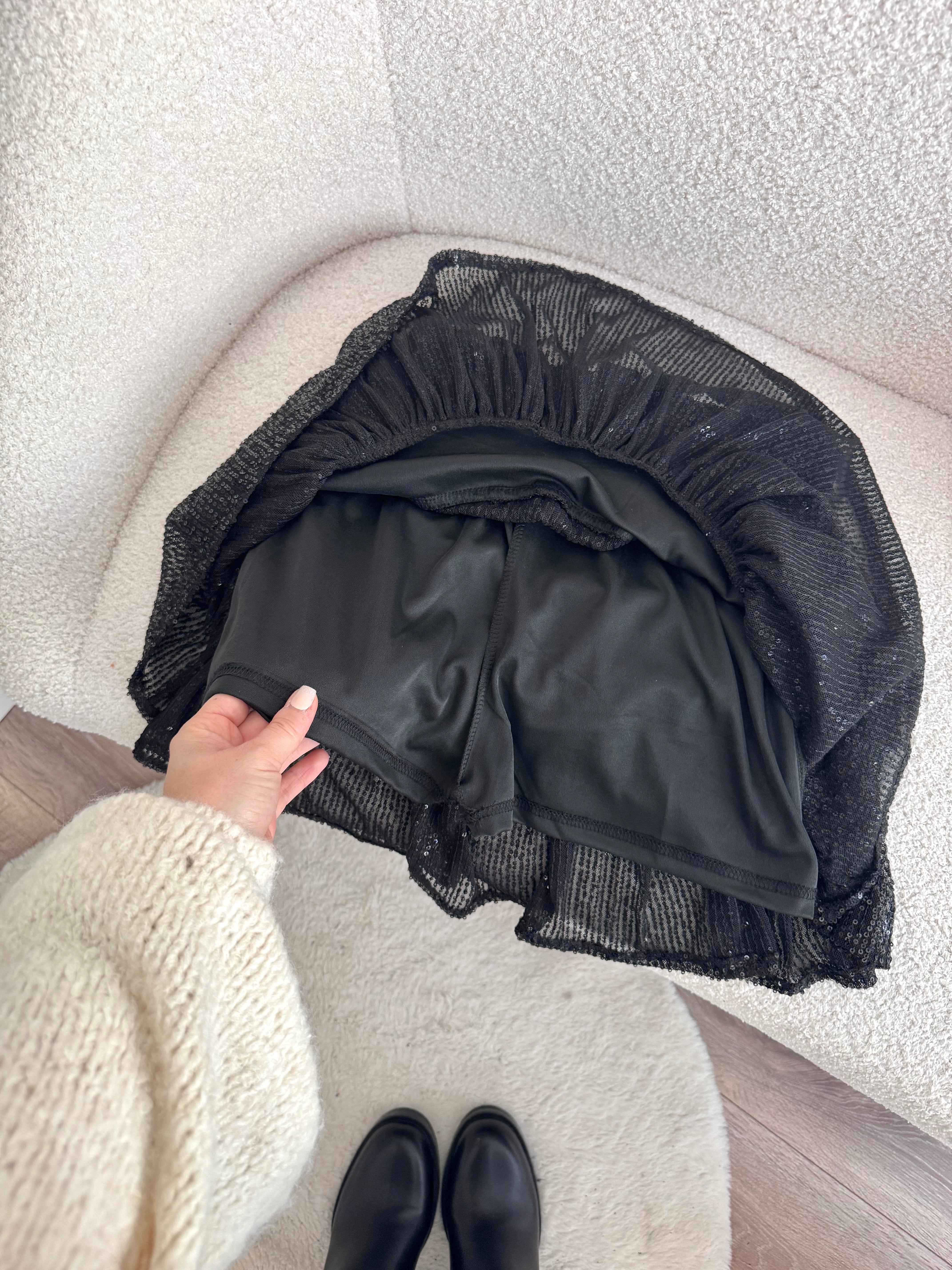 JUPE/SHORT À PAILLETTES NOIRE