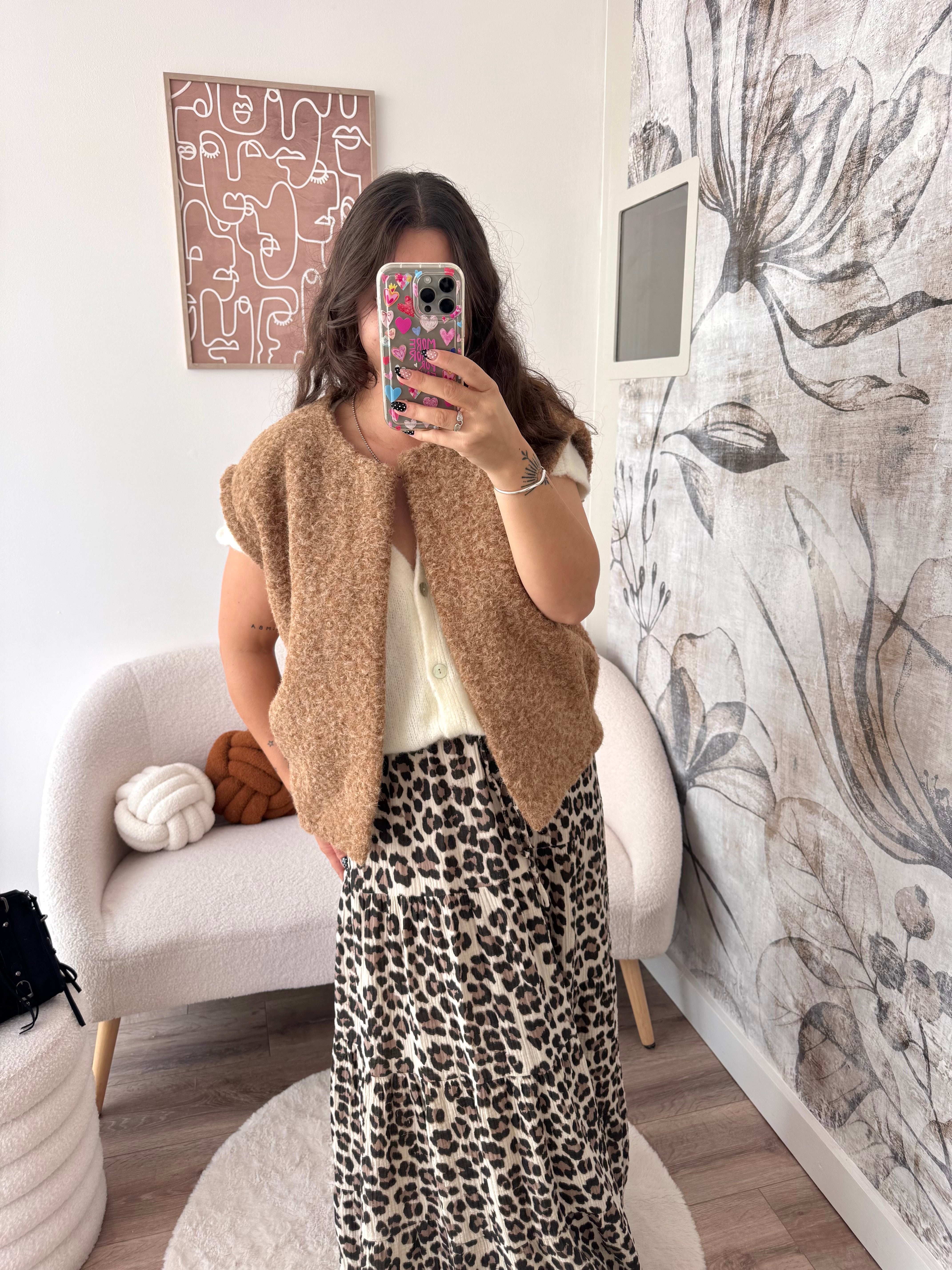 VESTE SANS MANCHE CAMEL