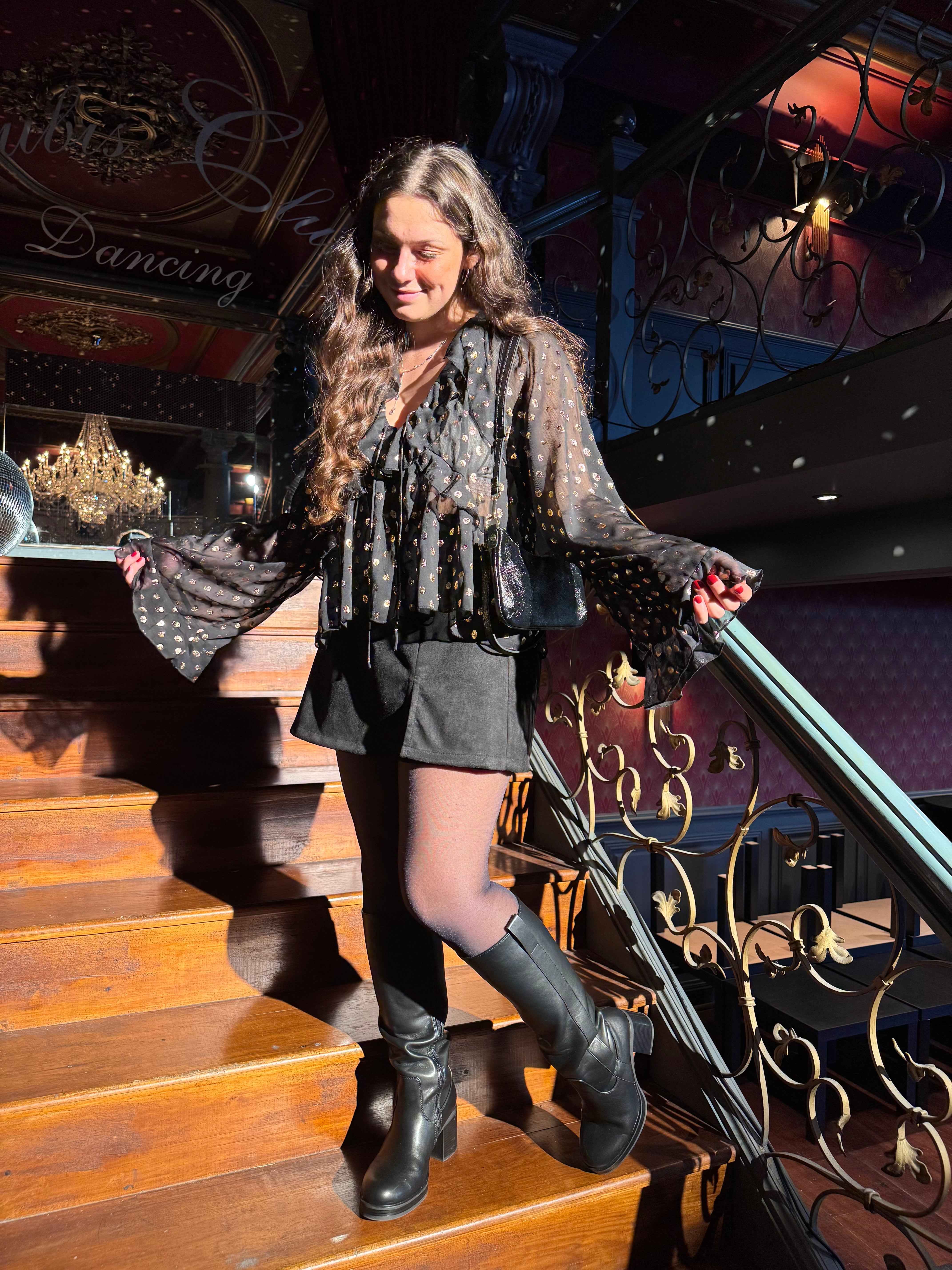 BLOUSE À POIS DORÉ