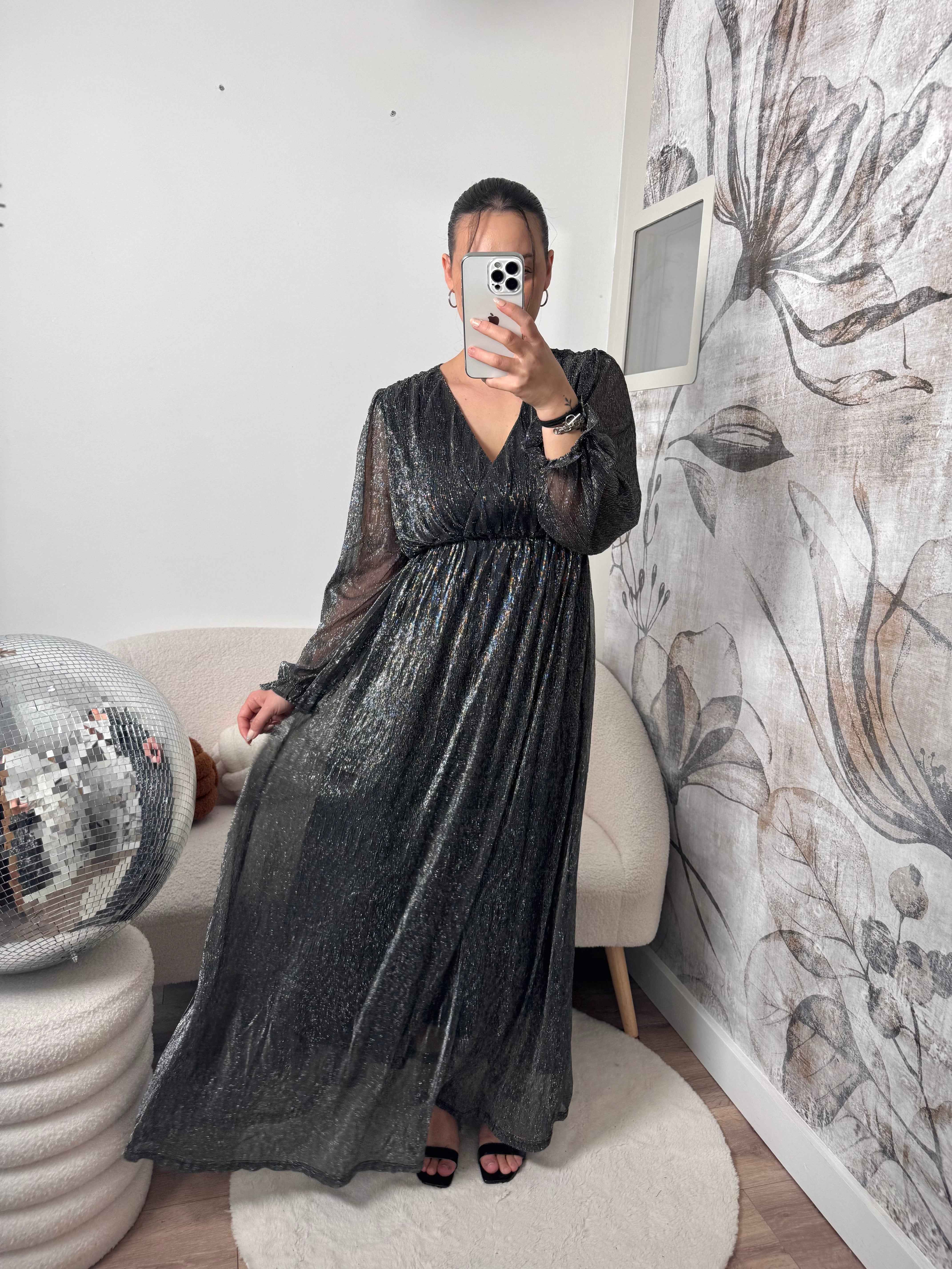 ROBE LONGUE IRISÉE ARGENTÉ