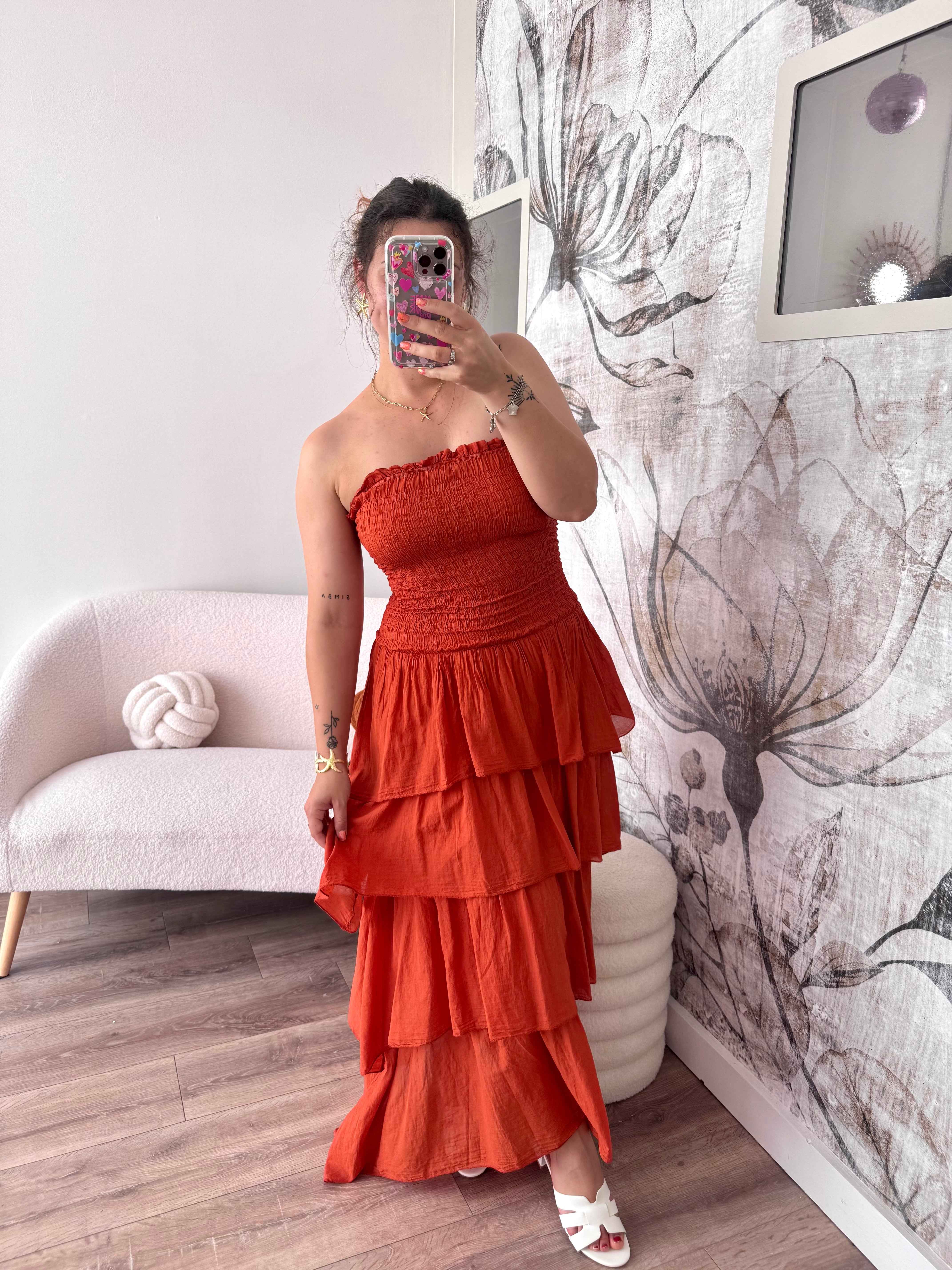 ROBE TERRACOTTA VOLUMINEUSE
