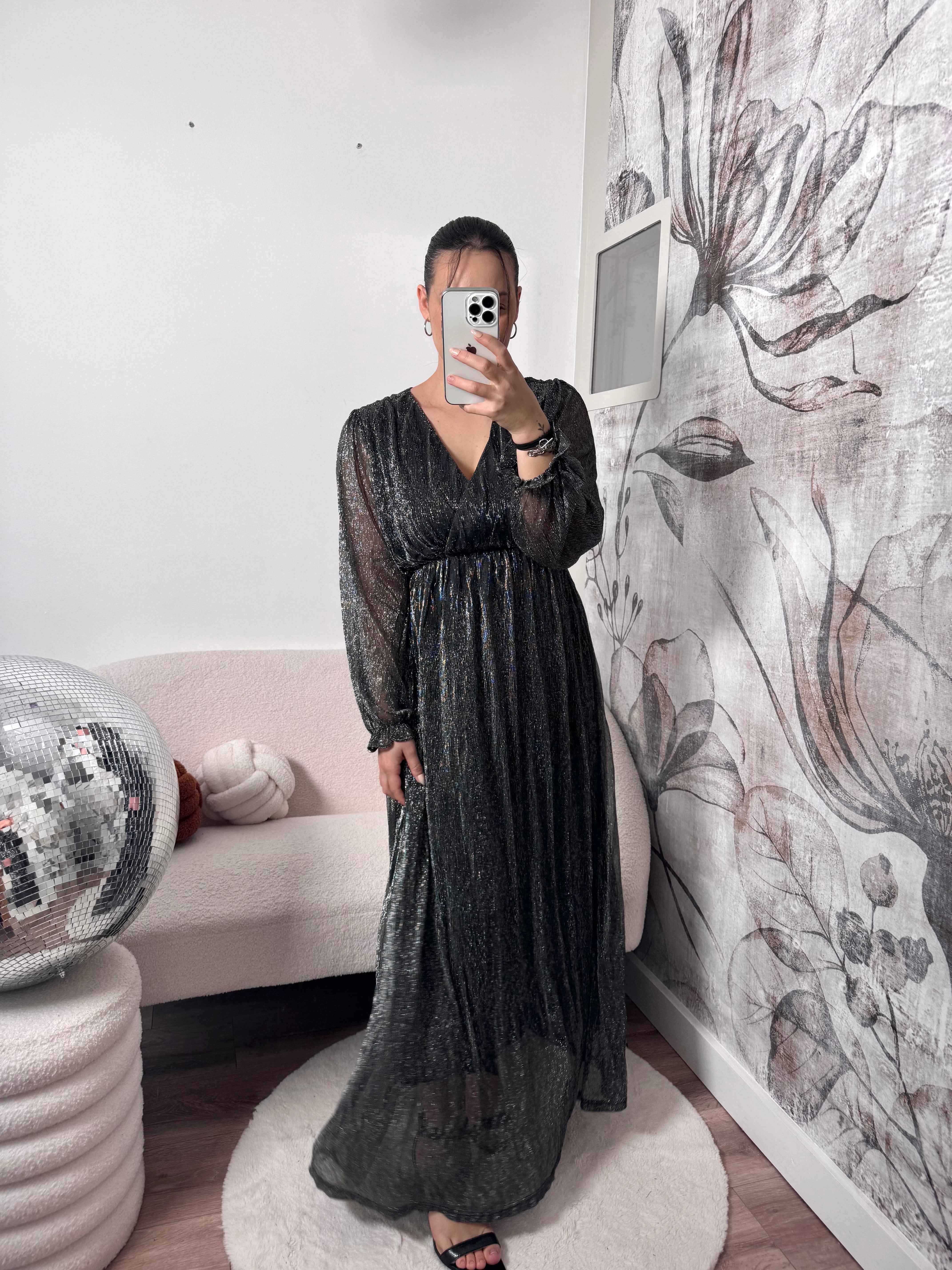 ROBE LONGUE IRISÉE ARGENTÉ