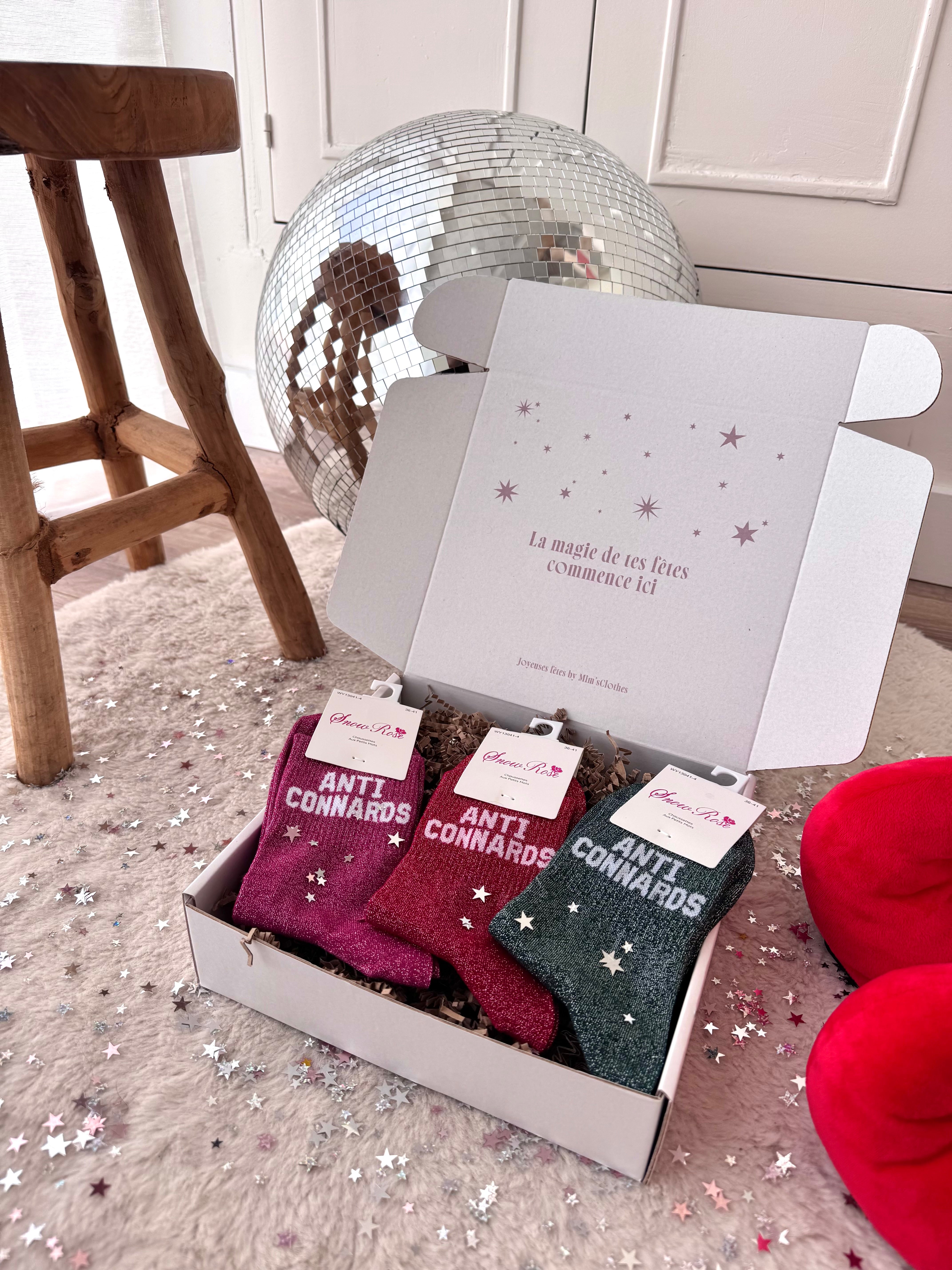 COFFRET CHAUSSETTES À PAILLETTES ANTI CONNARD