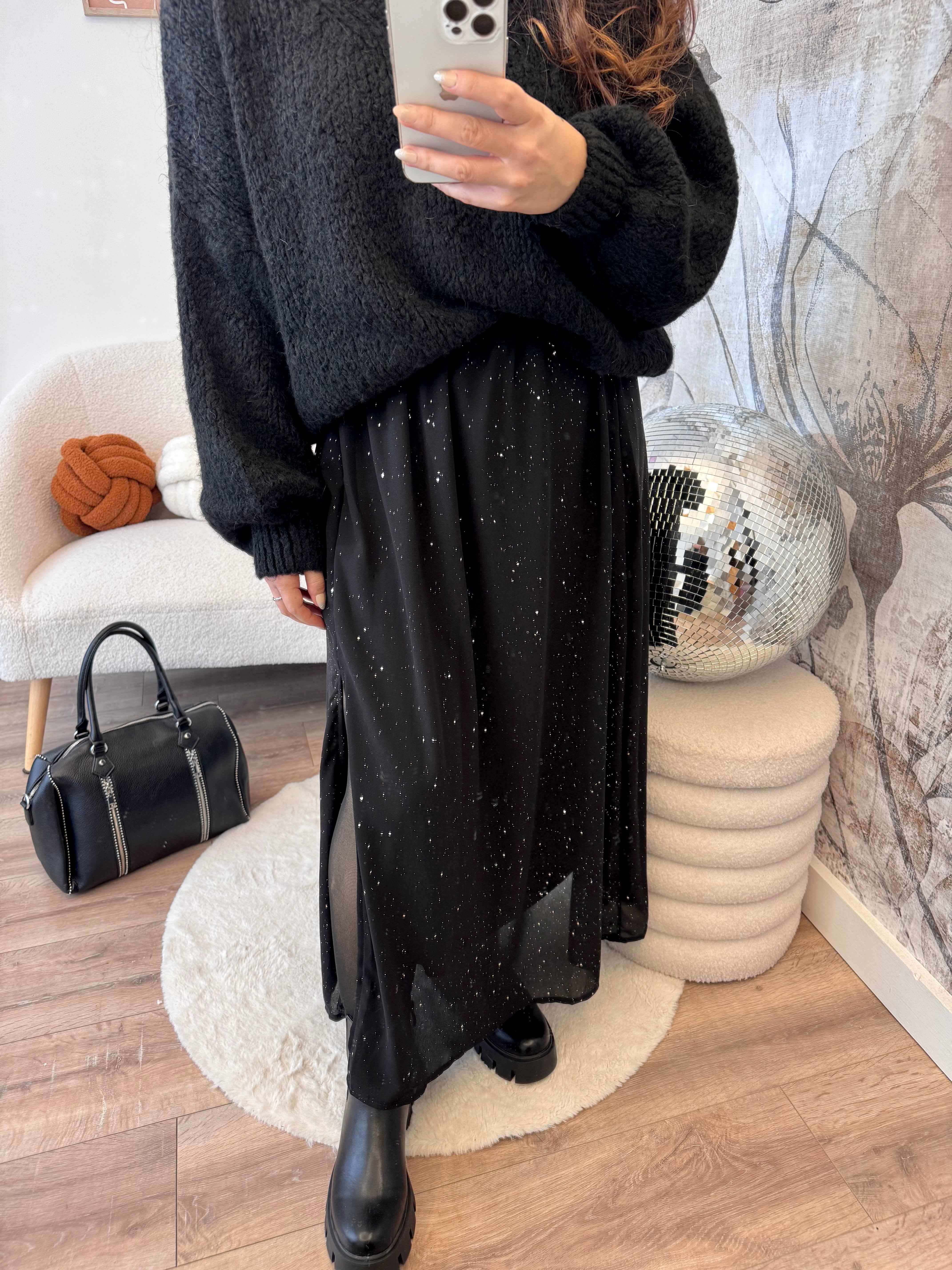 JUPE À PAILLETTES NOIRE