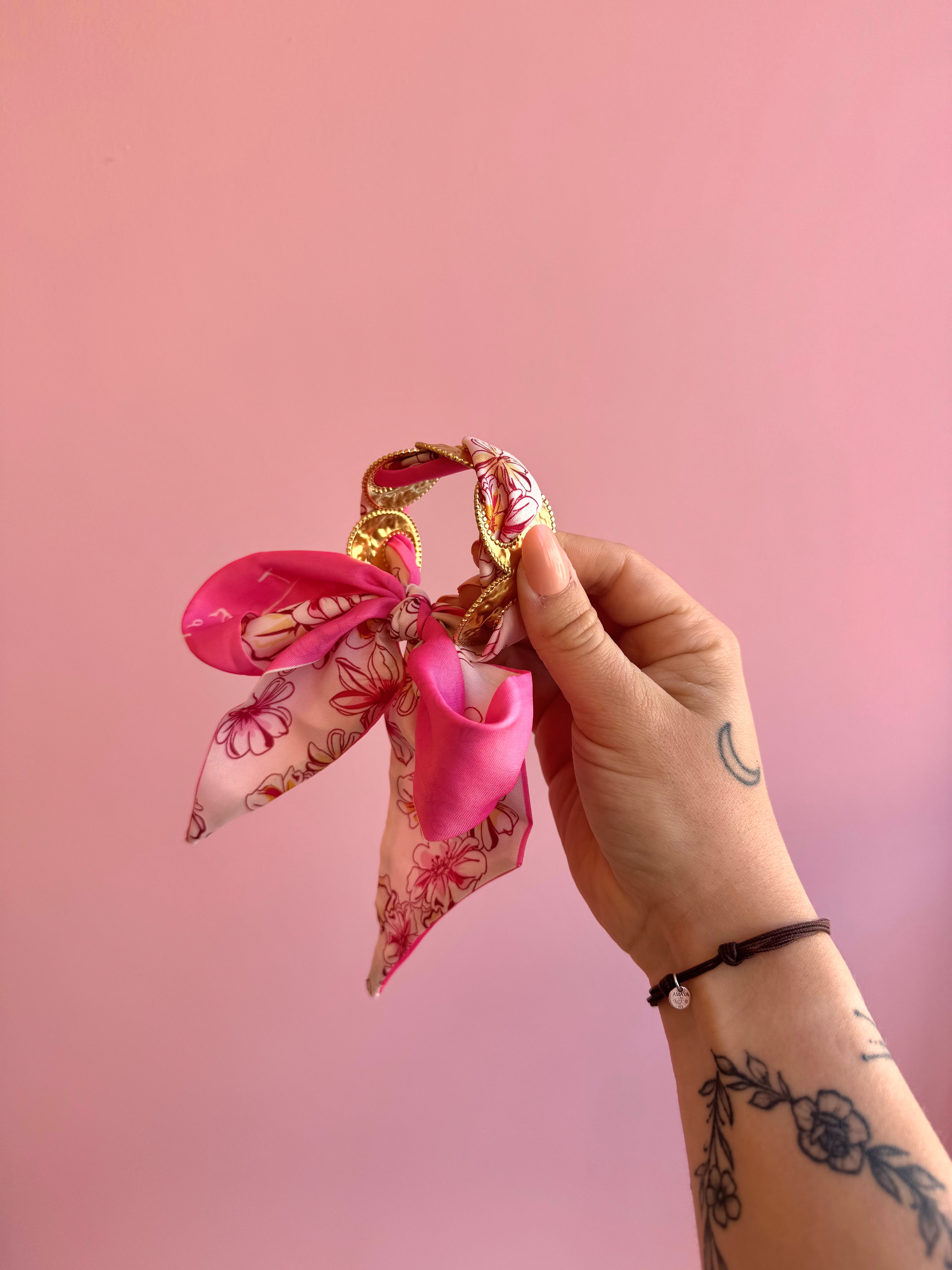 JONC DORÉ FOULARD ROSE