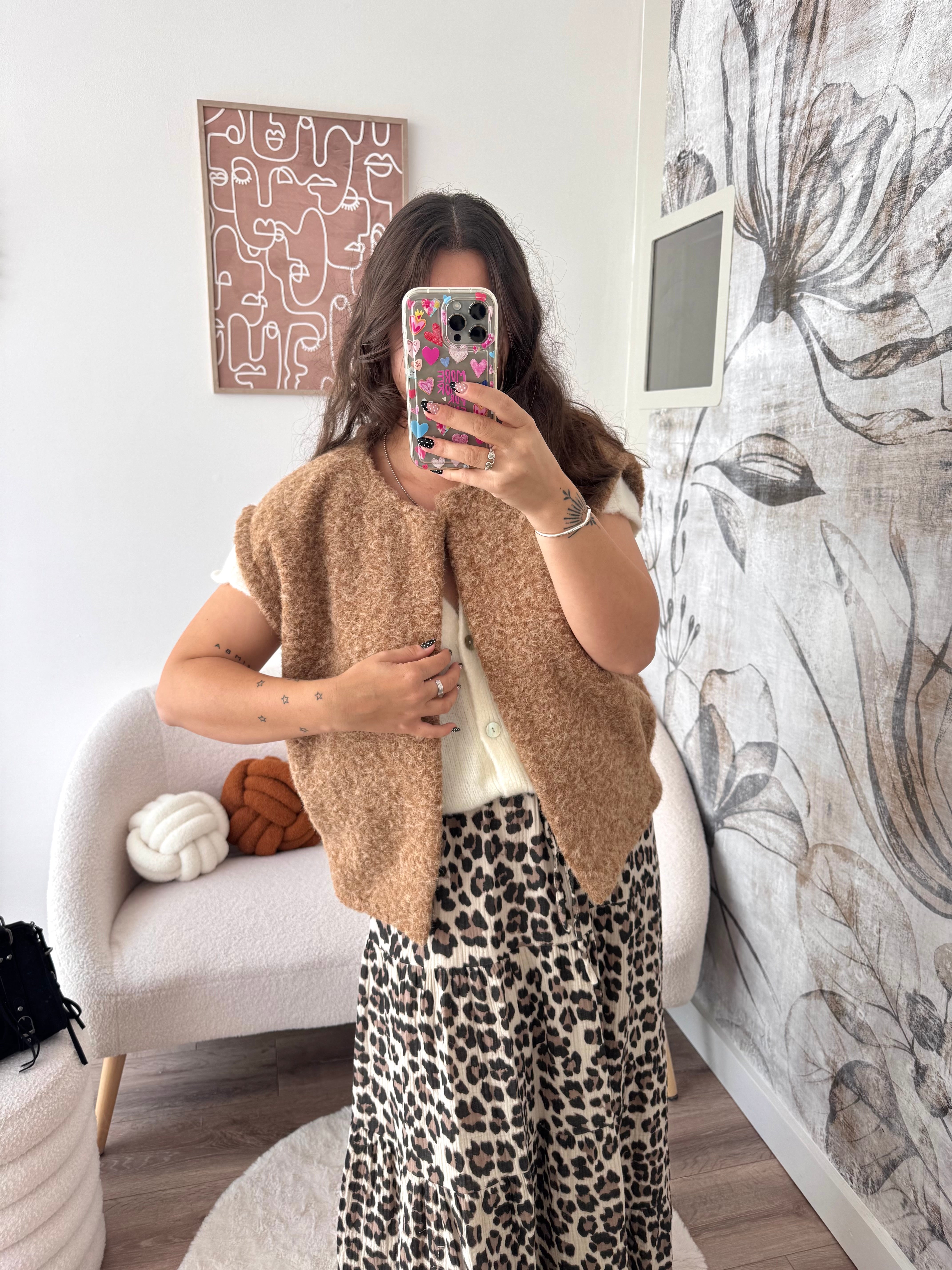 VESTE SANS MANCHE CAMEL