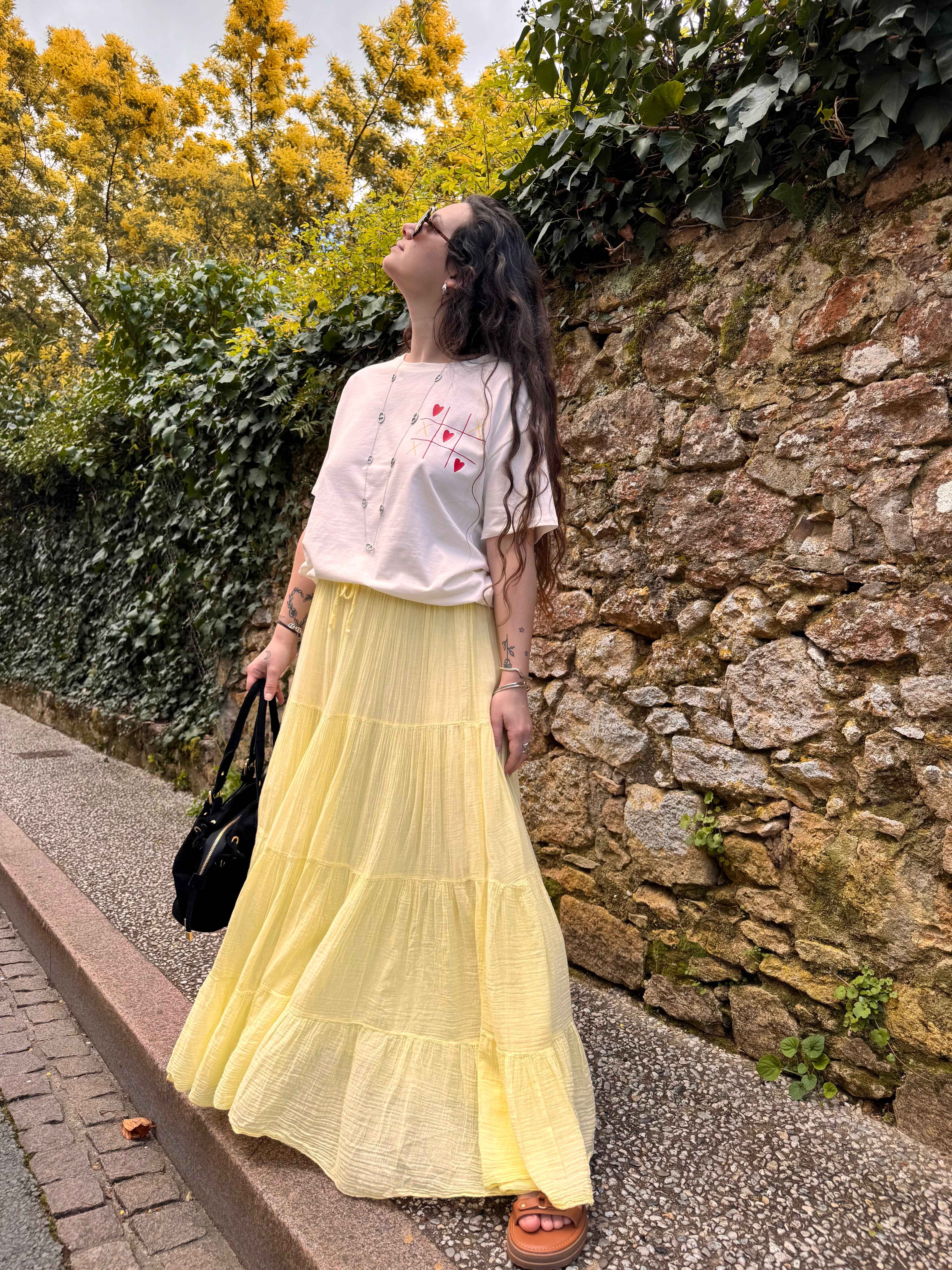 JUPE GAZE DE COTON JAUNE